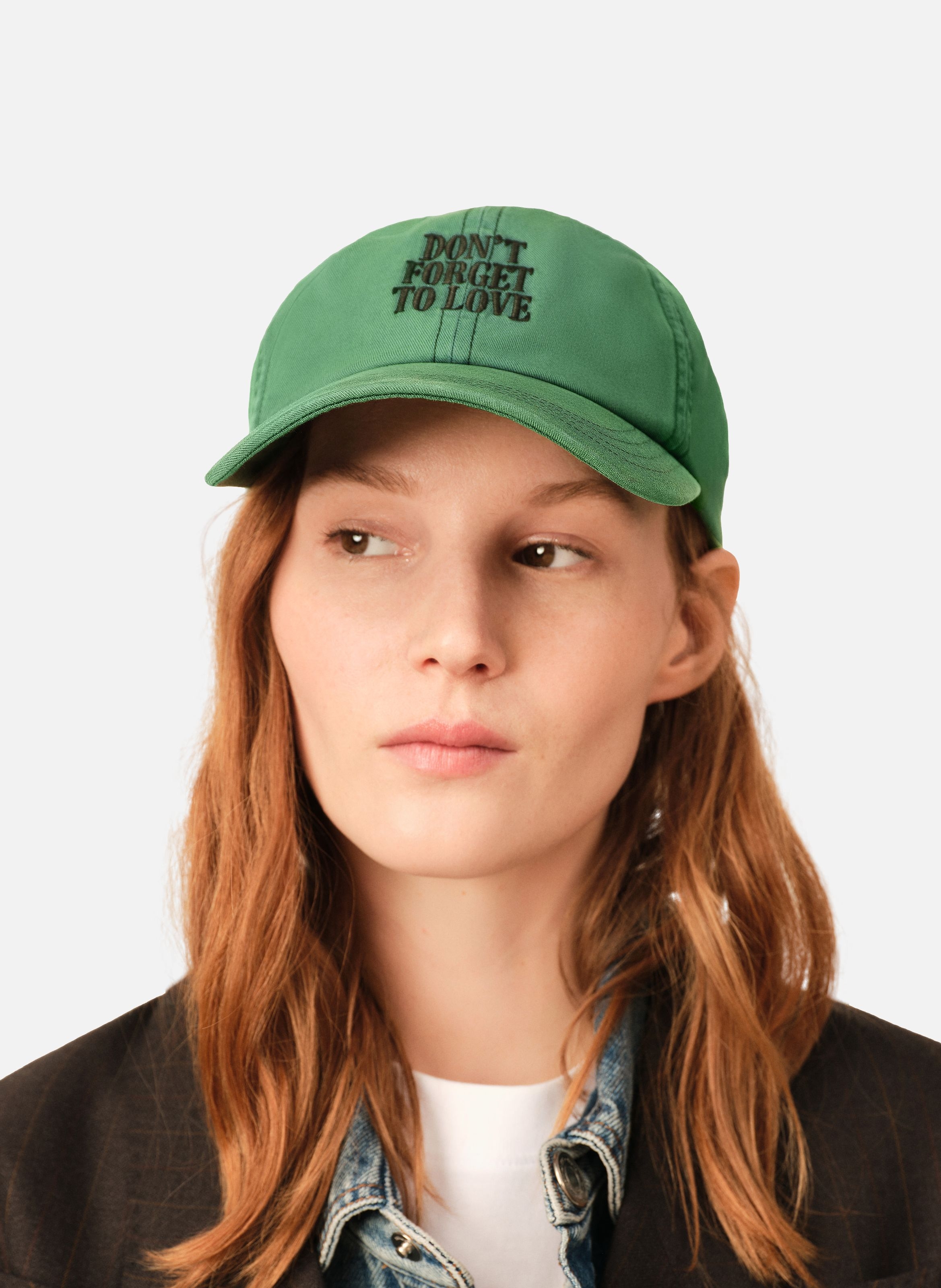 Casquette unisexe en coton "don't forget to love" AMI PARIS Vert