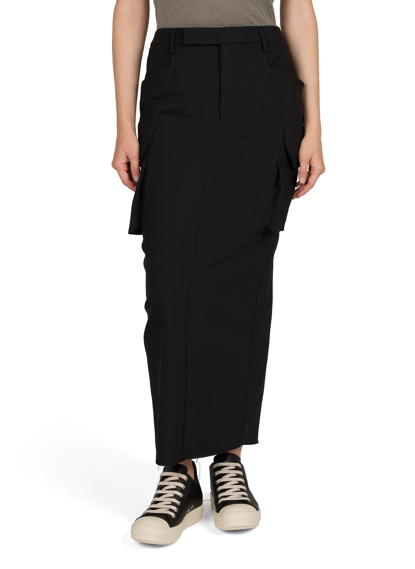Eng anliegender langer Wollrock RICK OWENS Schwarz