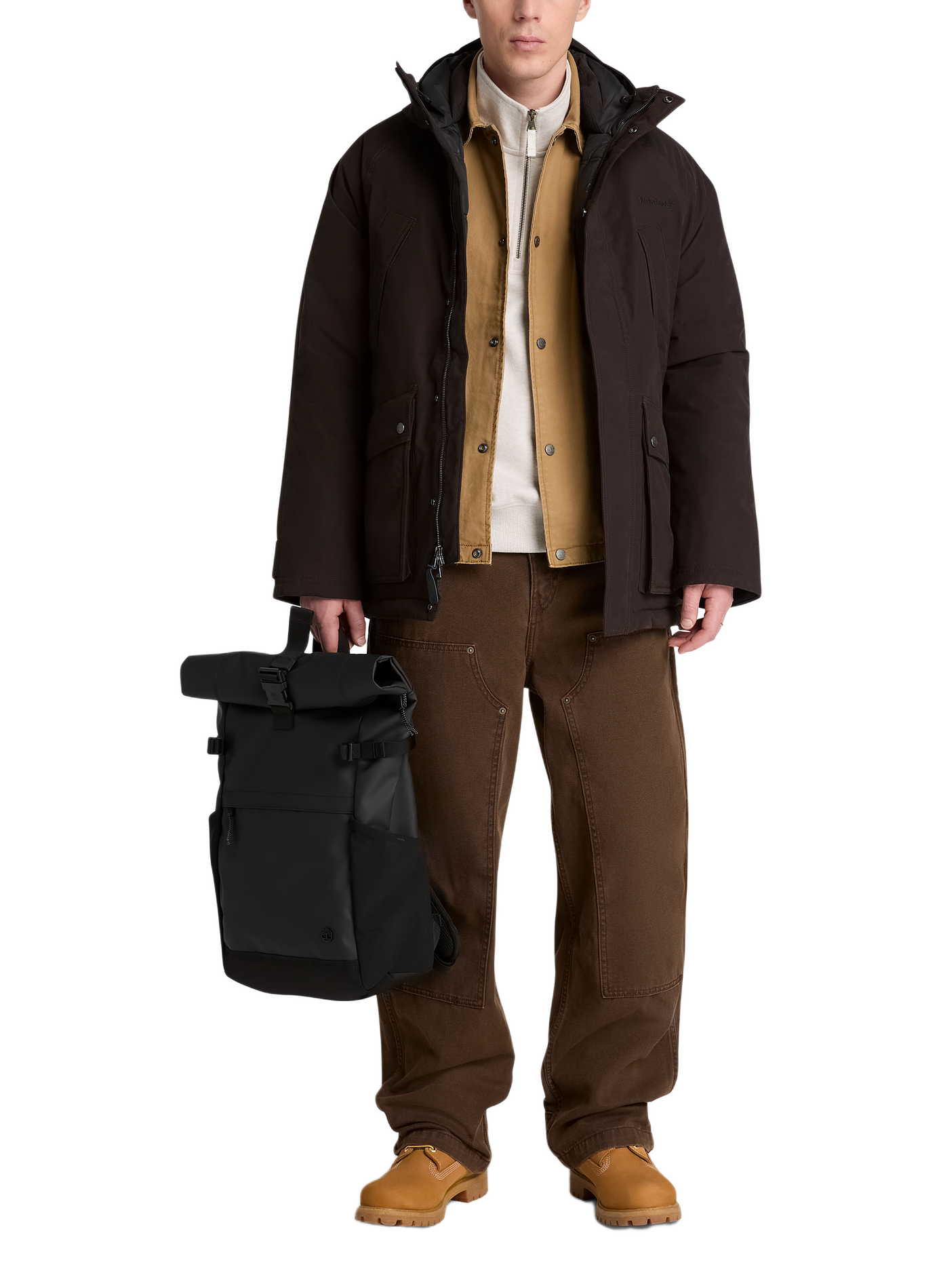 Parka droite unie en coton mélangé  TIMBERLAND Marron