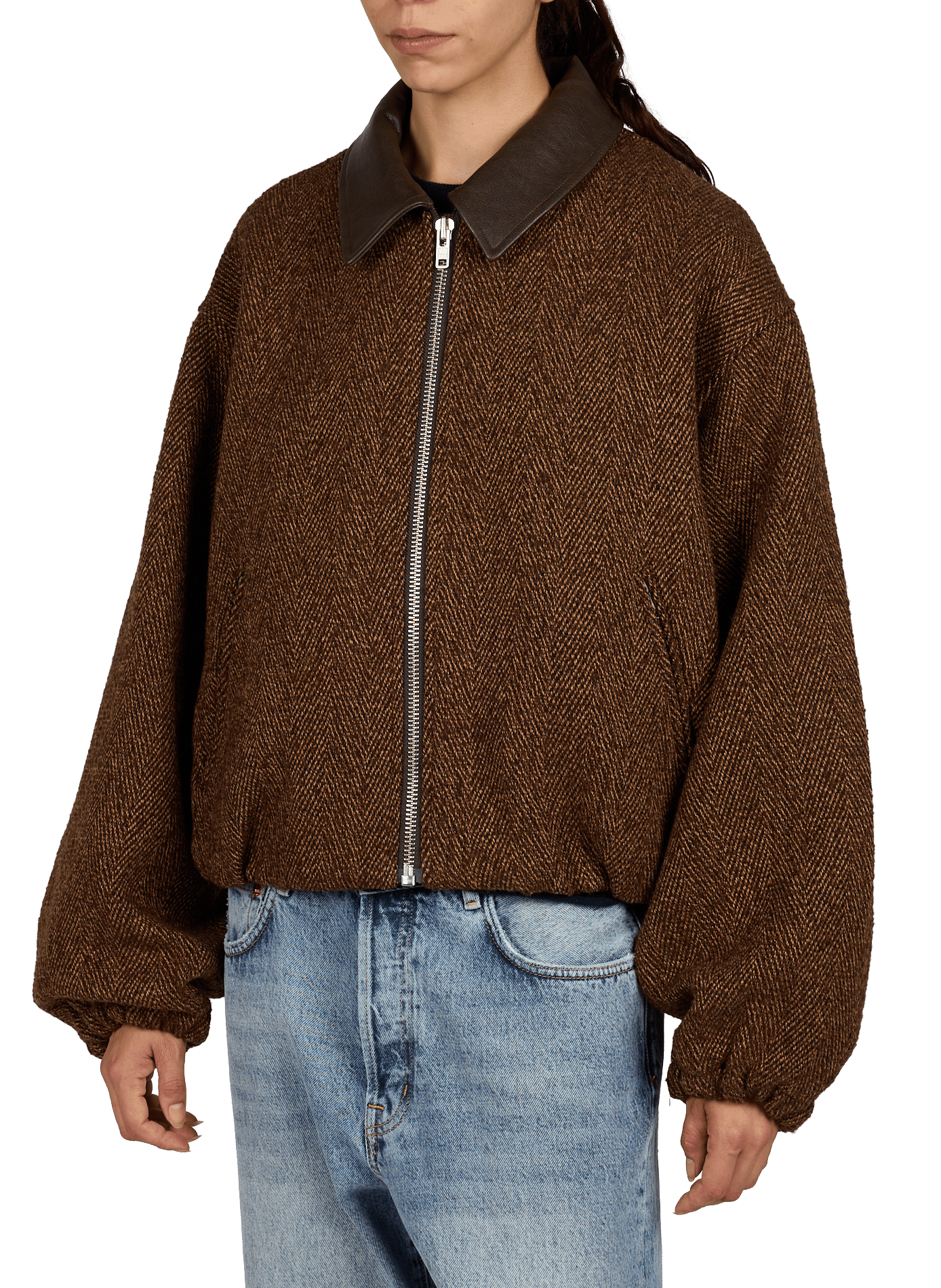 Oversized jacket with classic collar BELLEROSE Brown