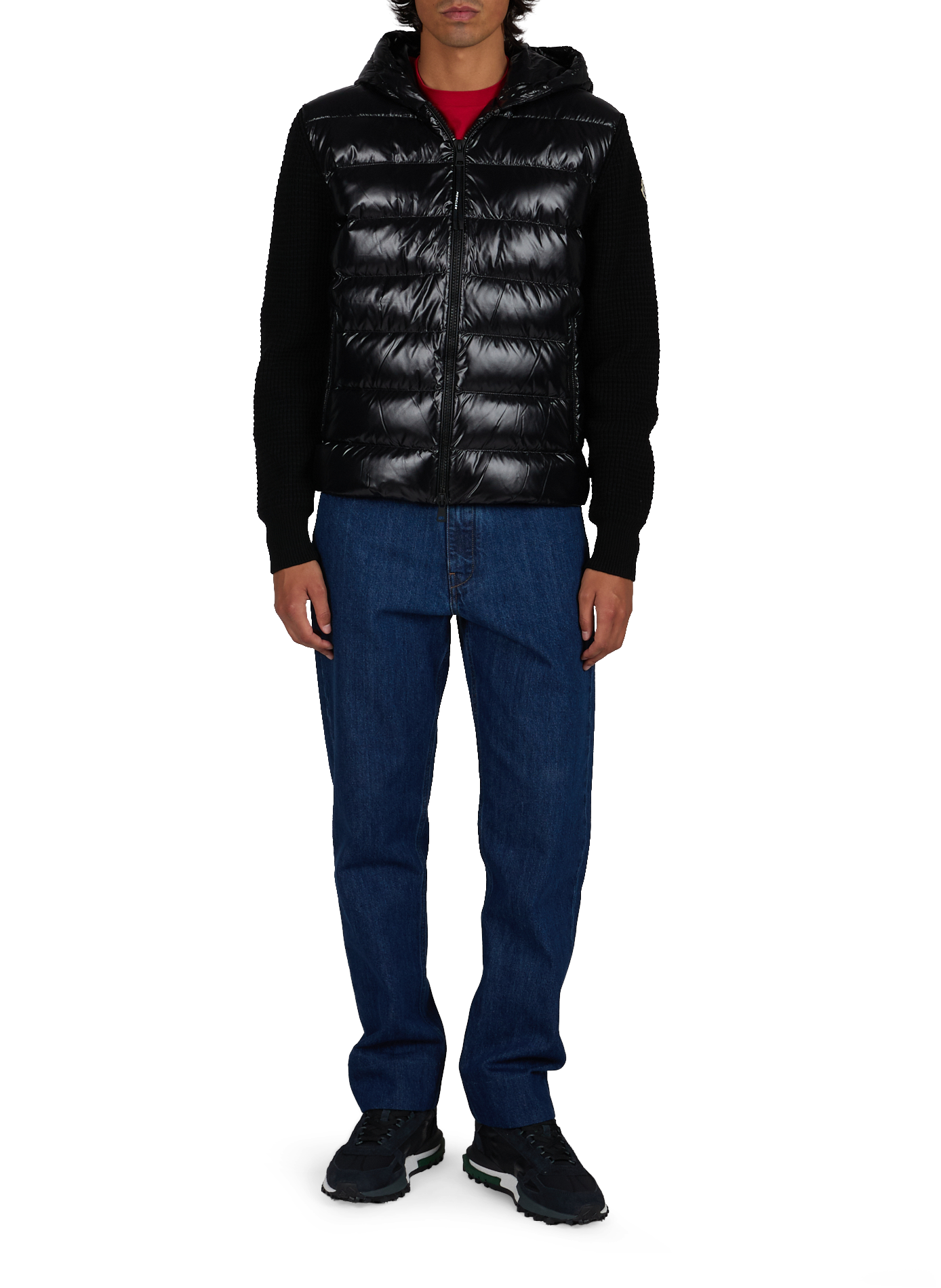 Twee-materialen vest van wol en kasjmier MONCLER Zwart