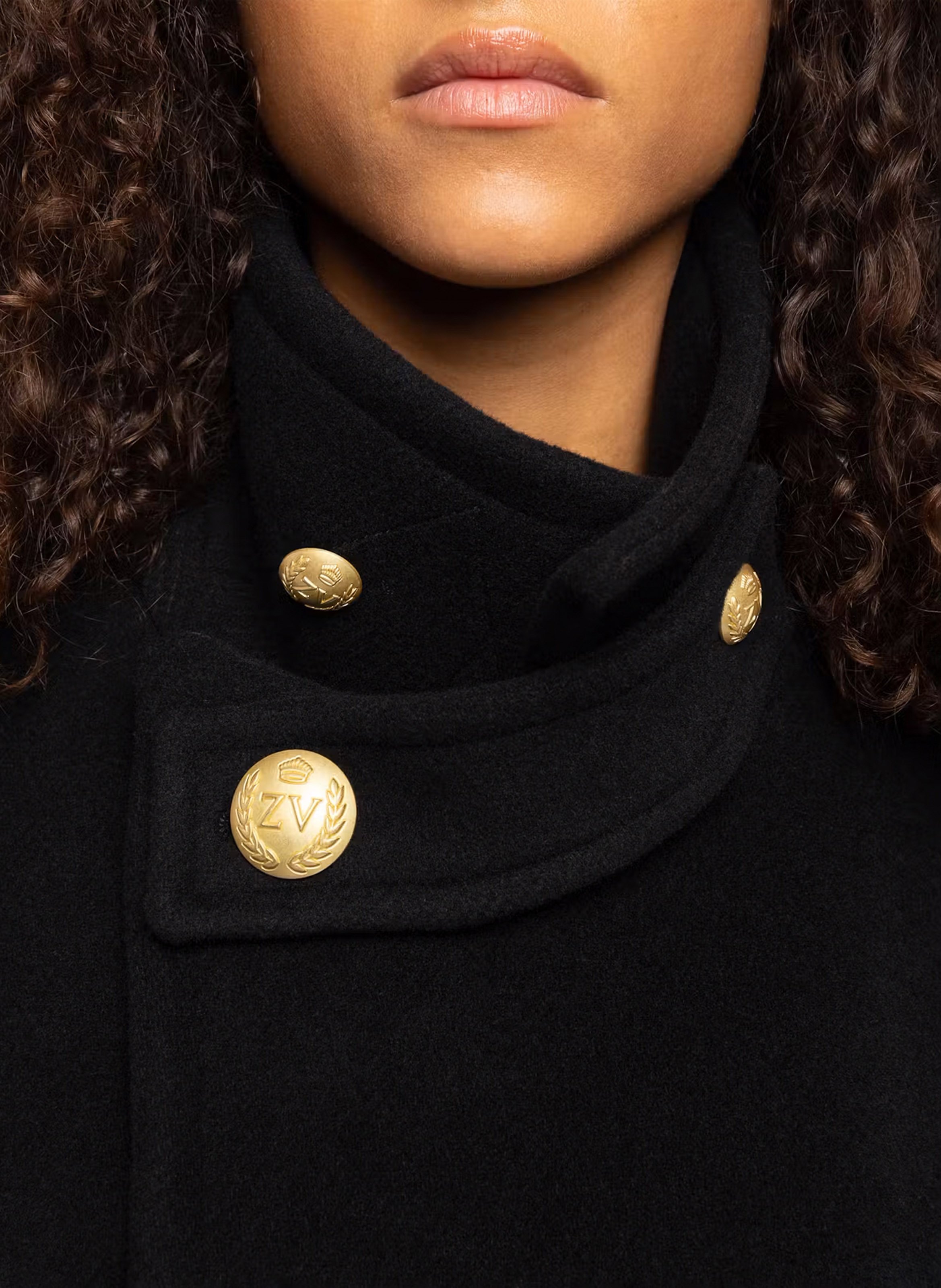 Manteau droit boutonné en laine mélangée masivo ZADIG&VOLTAIRE Noir