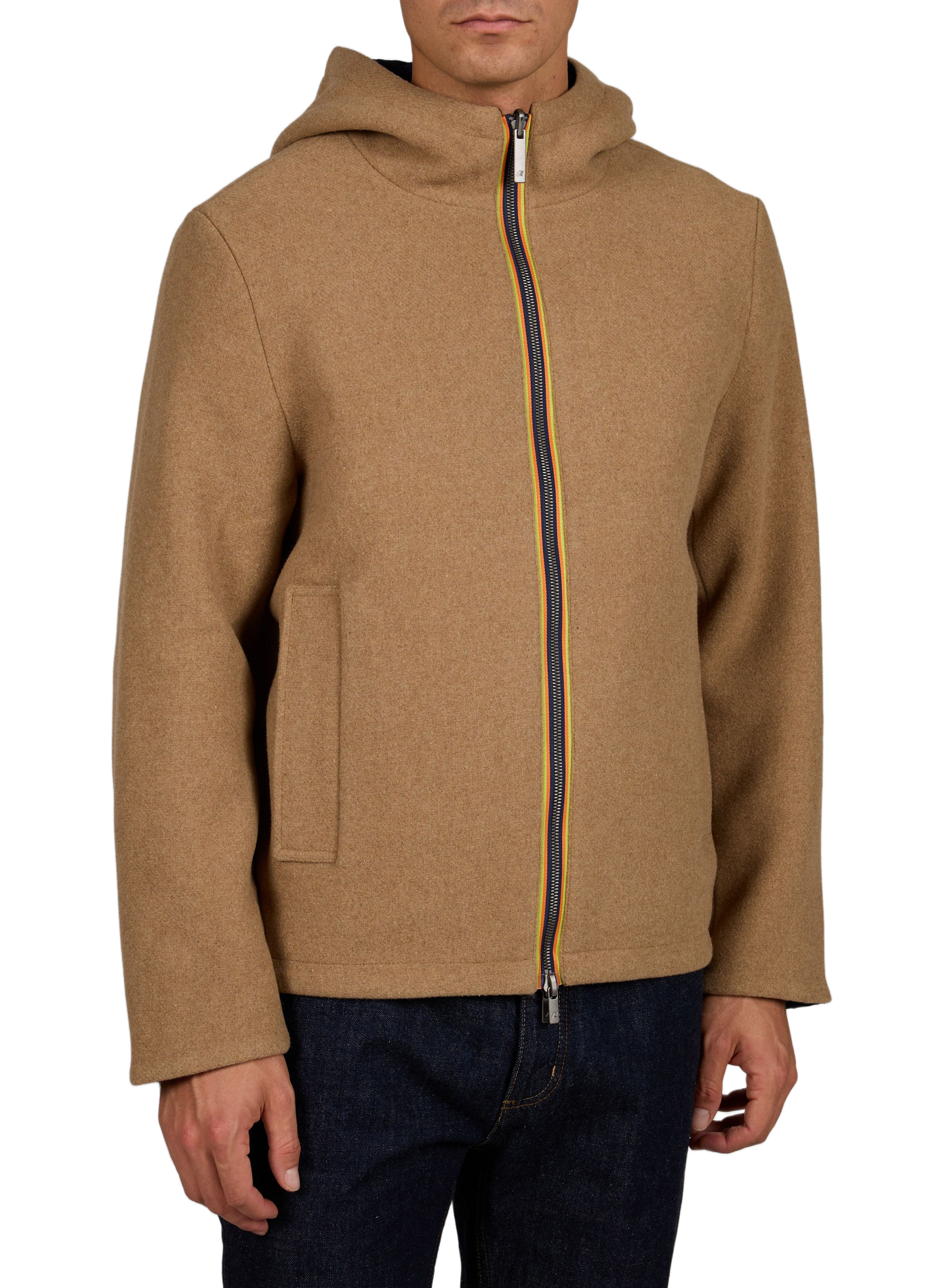 Reversible straight-cut jacket in a wool blend K-WAY Beige