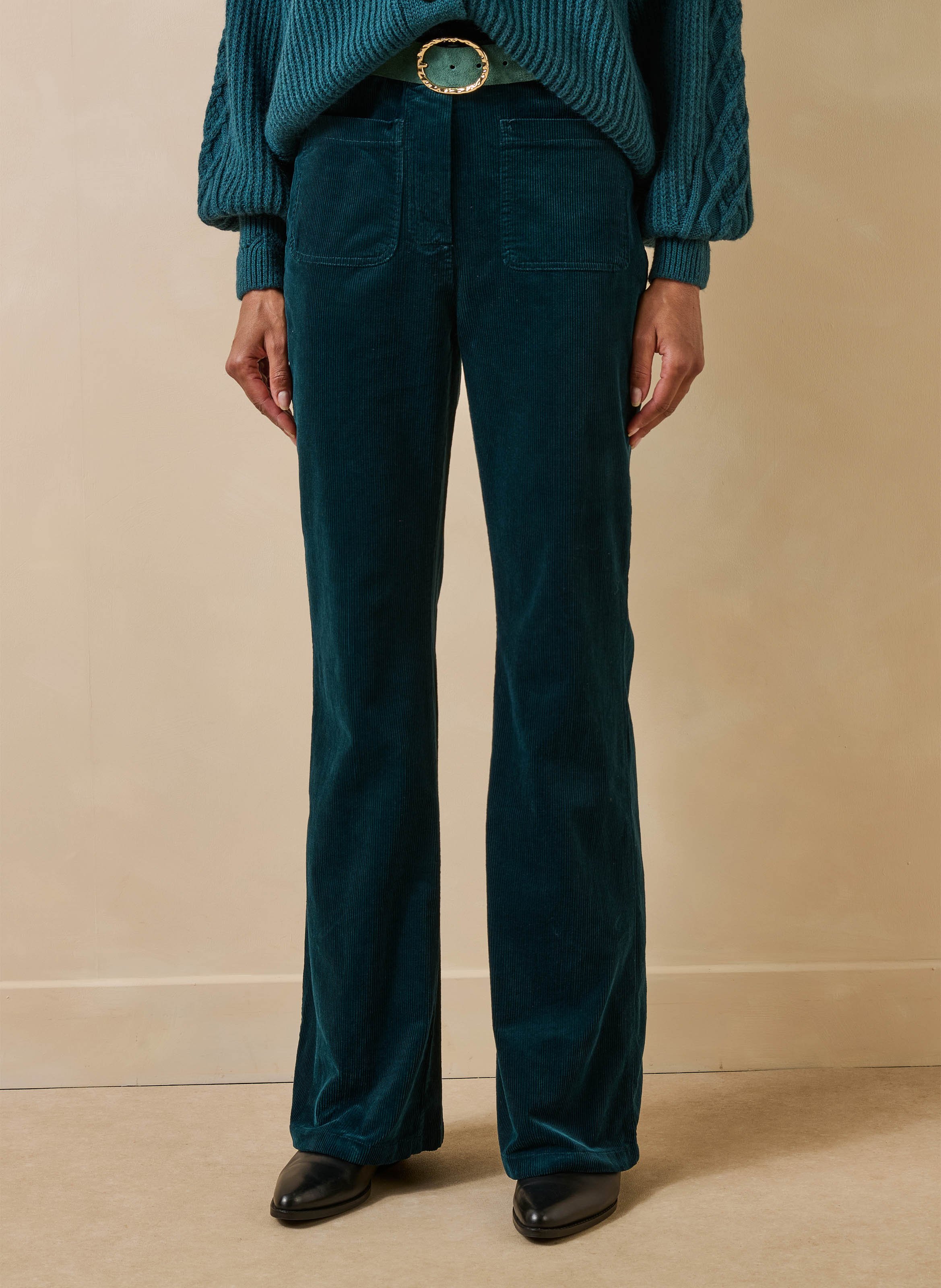 Wijde ribfluwelen broek van katoenmix LA FEE MARABOUTEE Blauw