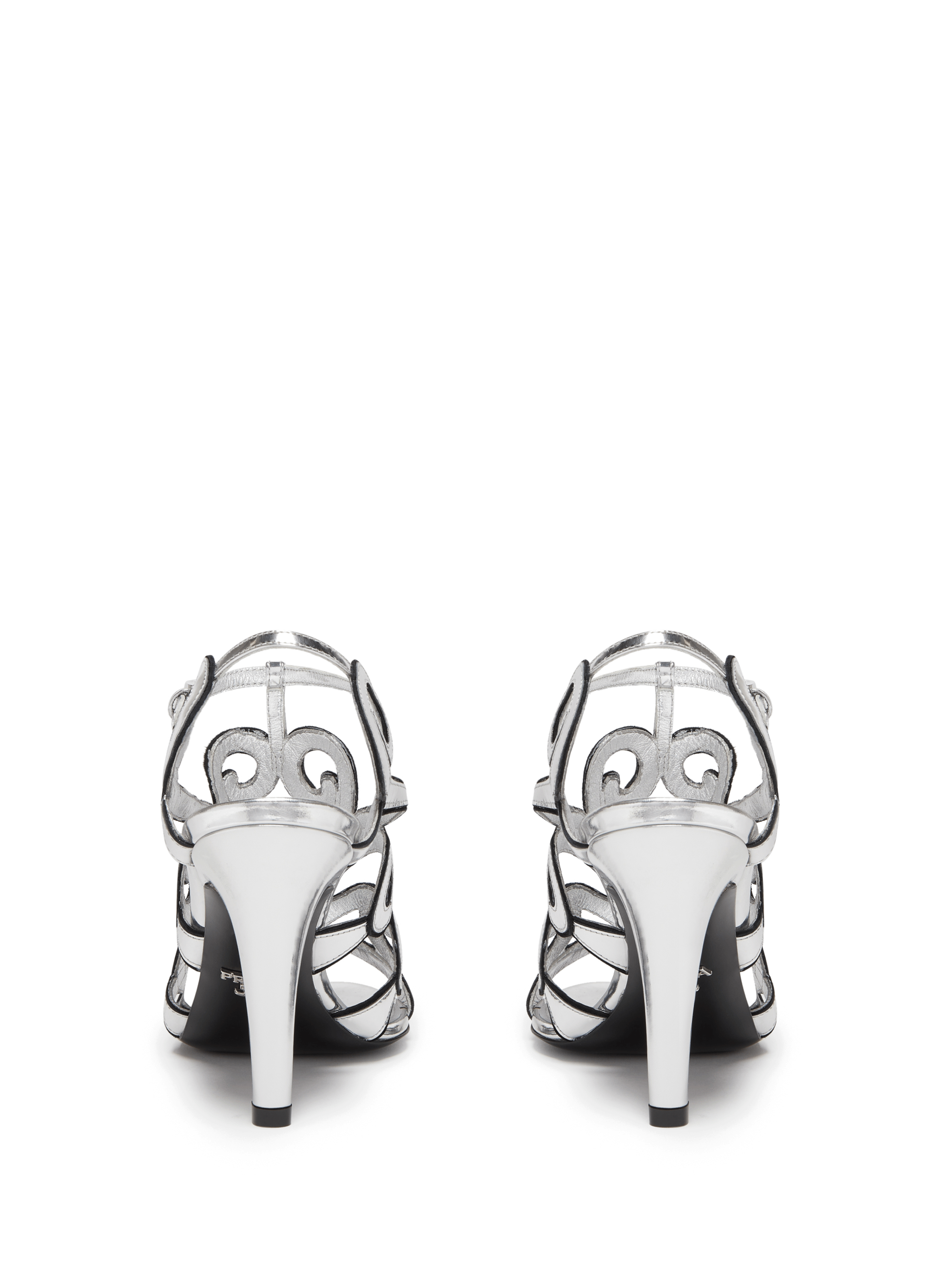 Metallic leather sandals PRADA Silver