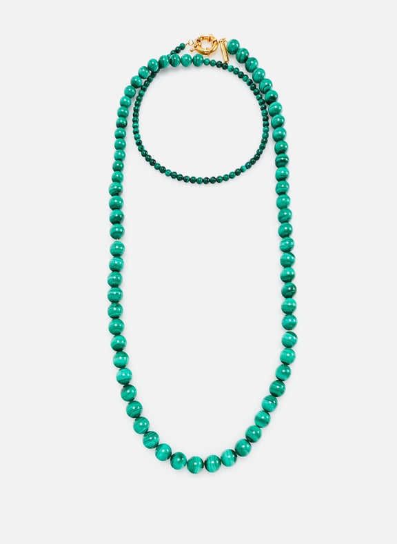 Collier en perles de malachite Vert by TIMELESS PEARLY TIMELESS PEARLY Collier en perles de malachite Vert
