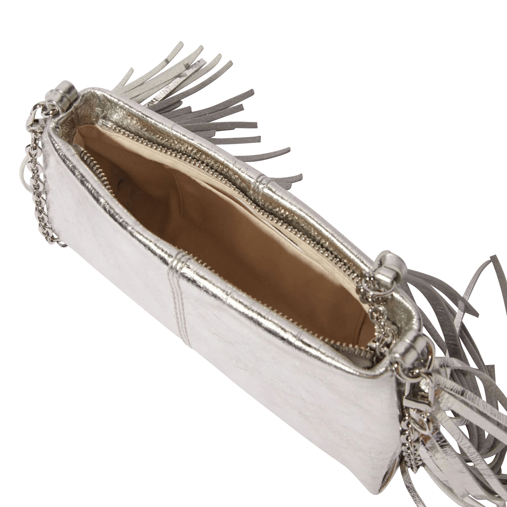 Sac pochette en cuir métallisé miss m pouch MAJE Argent