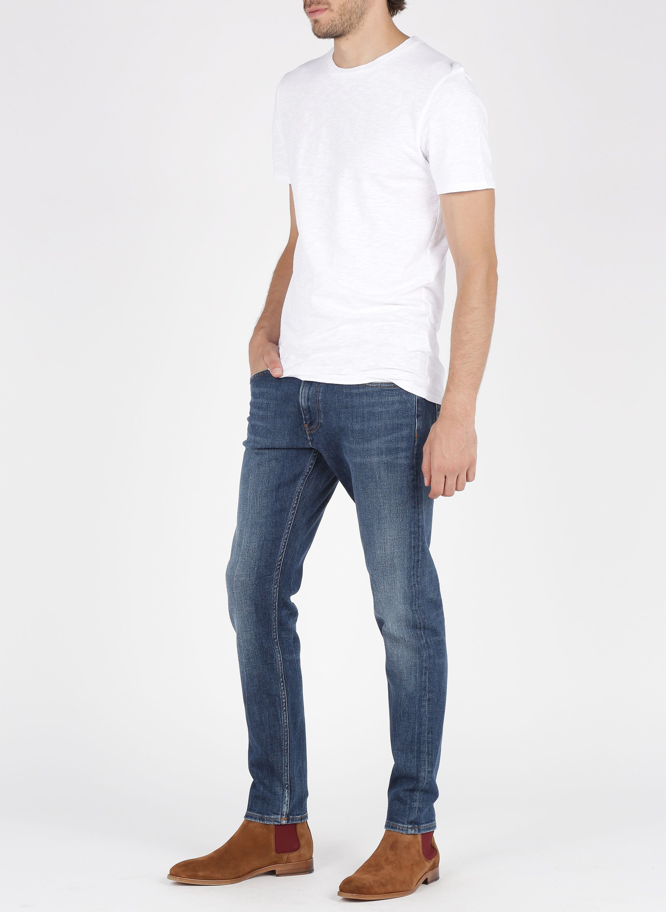 Tee-shirt regular-fit à col rond en coton bysapick AMERICAN VINTAGE Blanc