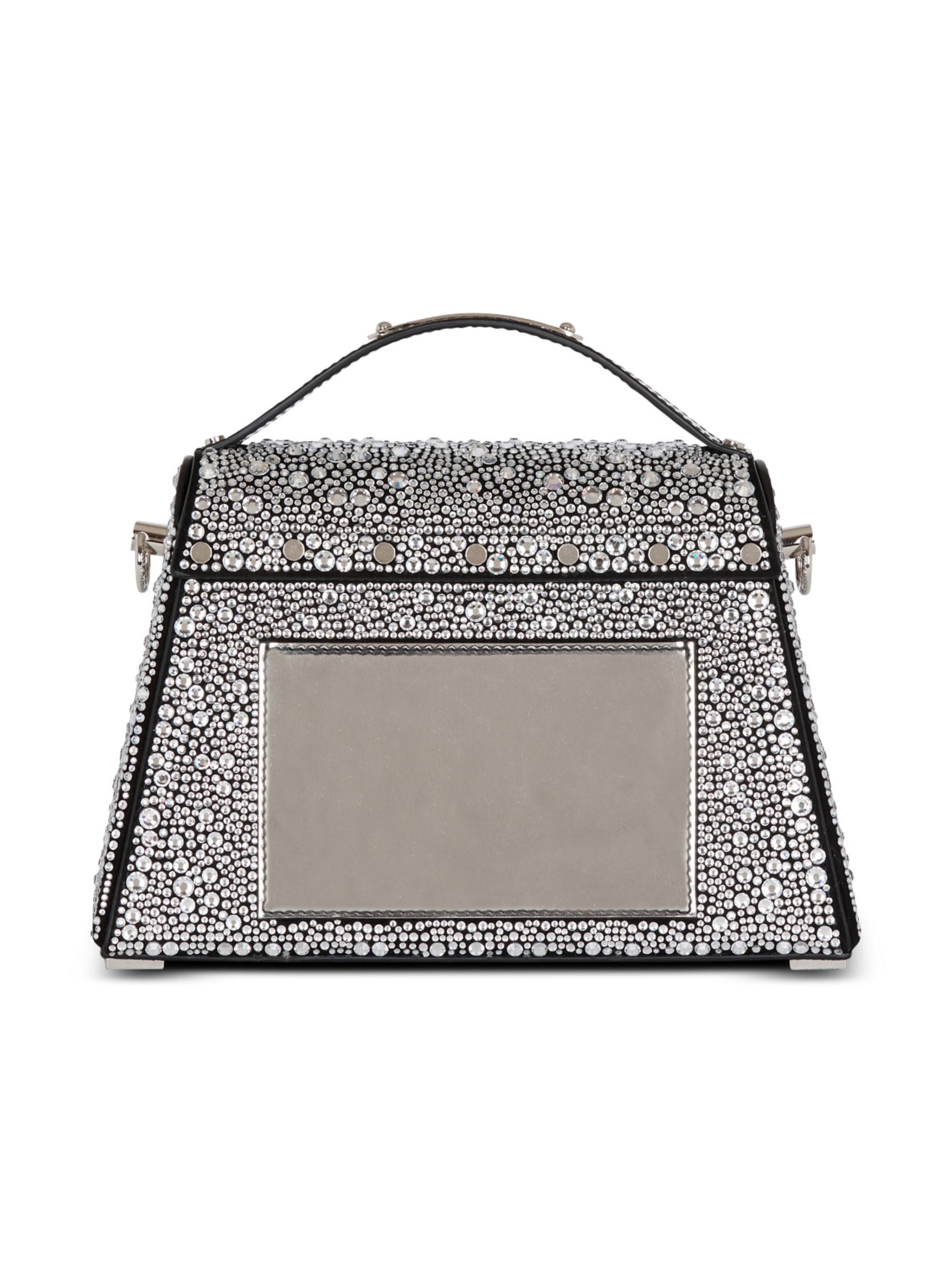 Sac b-buzz dynasty en cuir suédé et strass BALMAIN Argent