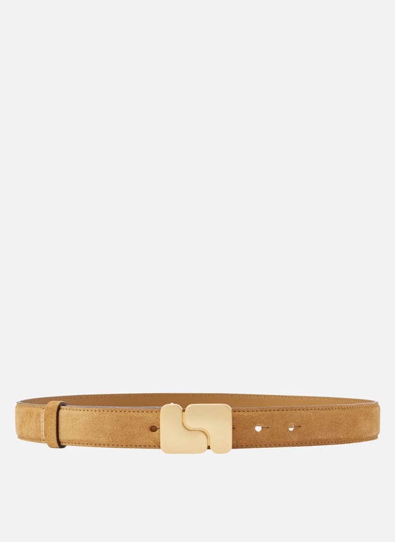 Ceinture à boucle monogramme en cuir ninon Beige by SOEUR SOEUR Ceinture à boucle monogramme en cuir ninon Beige