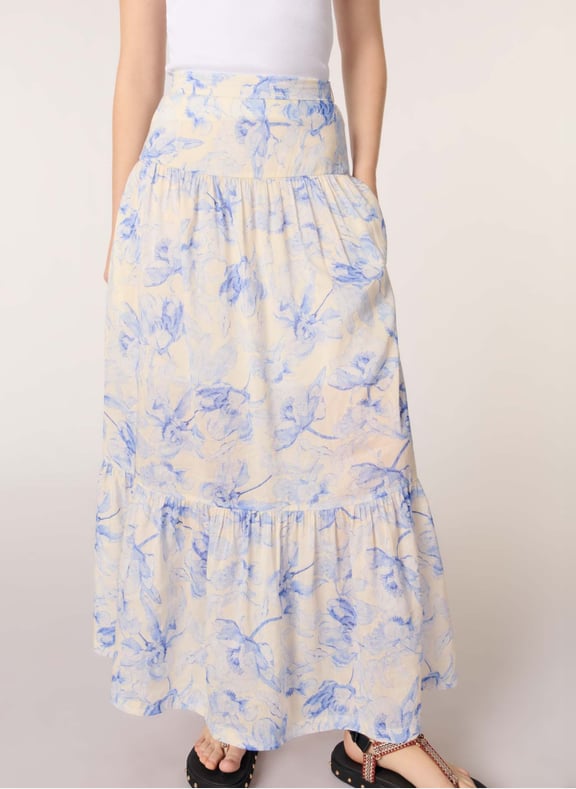 Jupe longue à imprimé floral Bleu by MAJE MAJE Jupe longue à imprimé floral Bleu