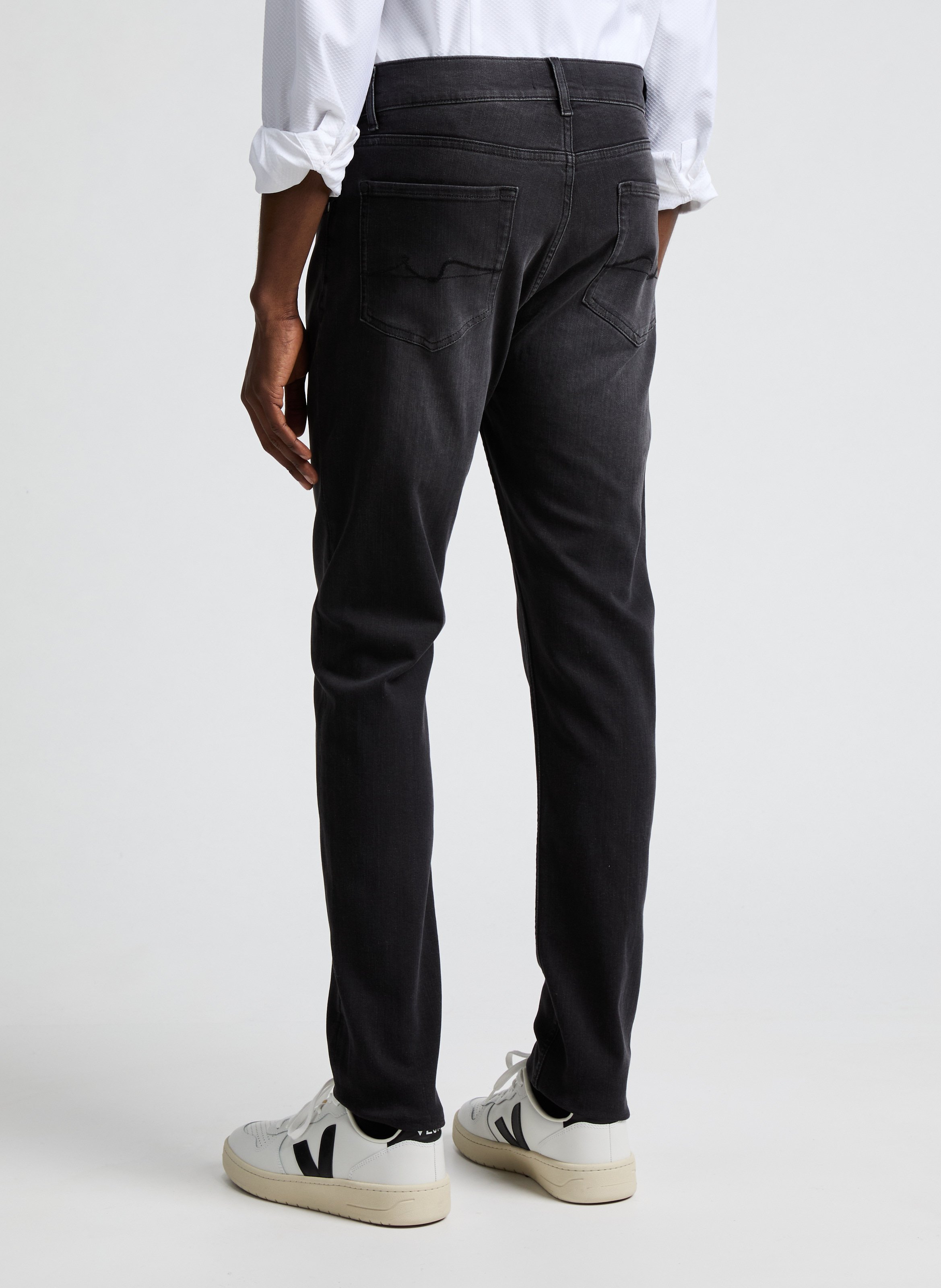 Cotton slim-fit jeans 7 FOR ALL MANKIND Black