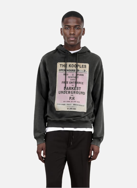 Sweatshirt à capuche et sérigraphie Noir by THE KOOPLES THE KOOPLES Sweatshirt à capuche et sérigraphie Noir