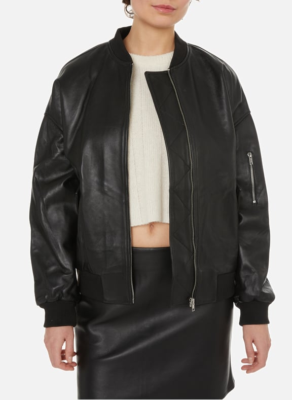 Leather bomber jacket Black by SAISON 1865 SAISON 1865 Leather bomber jacket Black