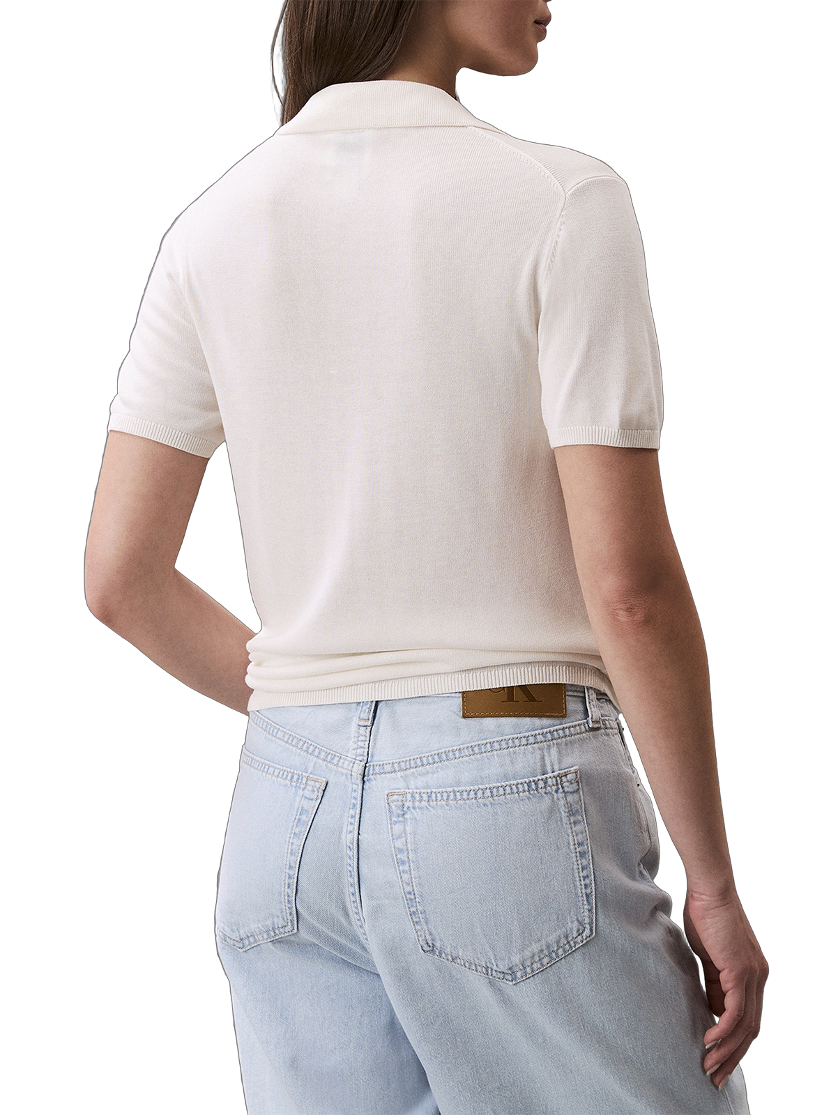 Polo côtelé à manches courtes CALVIN KLEIN Beige