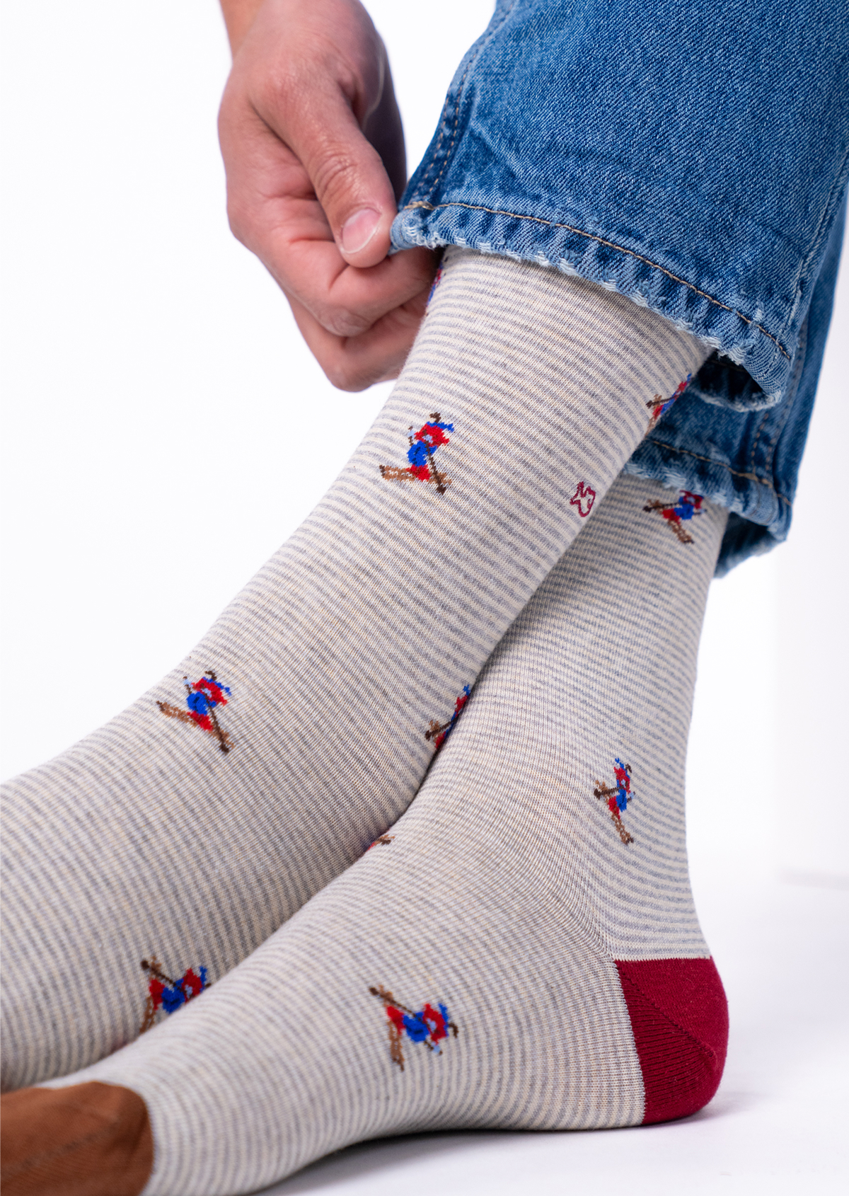 Chaussettes en coton peigné à motifs BILLYBELT Gris