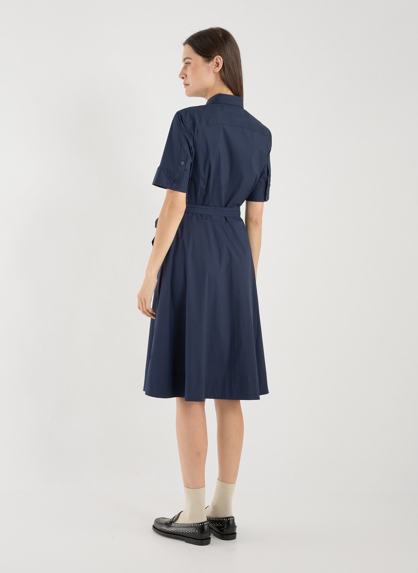 Midi dress with belt LAUREN Blue