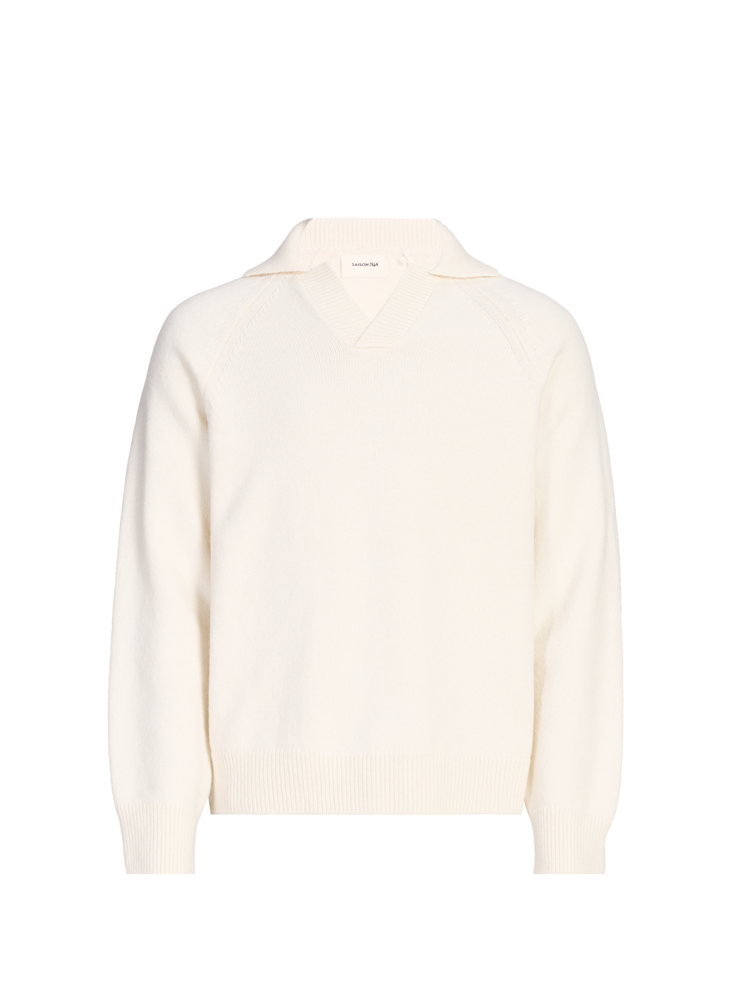 Pull côtelé Gone à col v en laine SAISON 1865 Beige