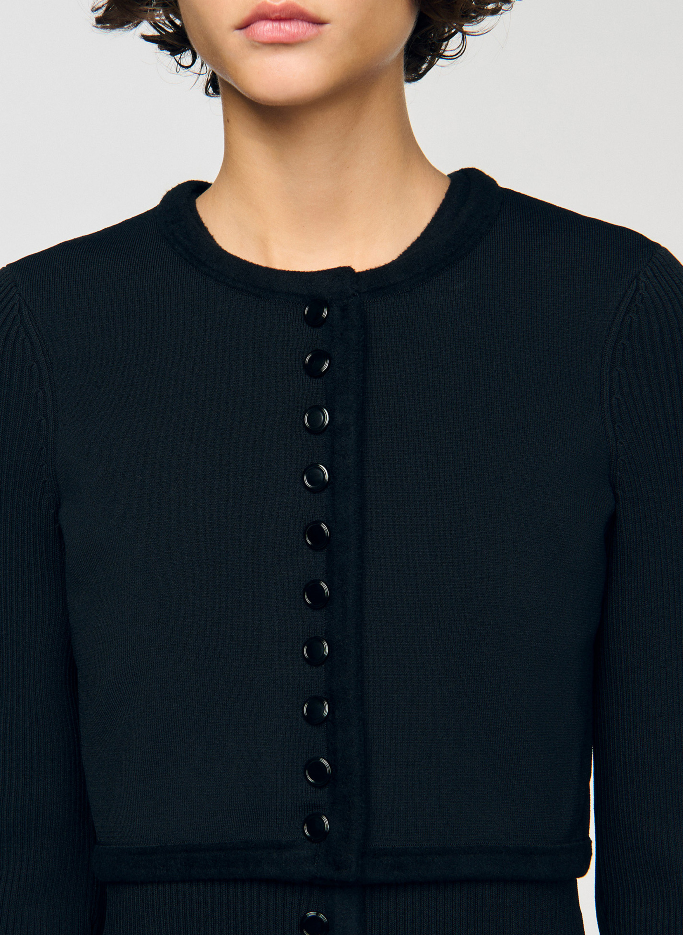 Cardigan près du corps col rond SANDRO Noir