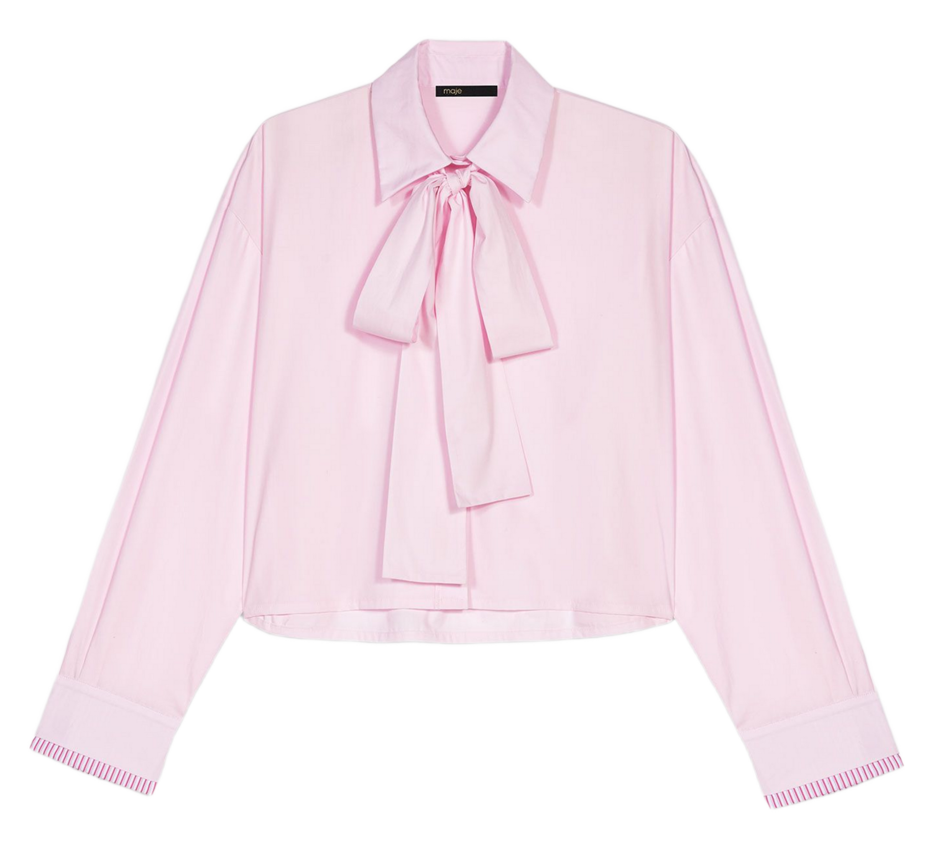 Chemise col lavallière en coton MAJE Rose