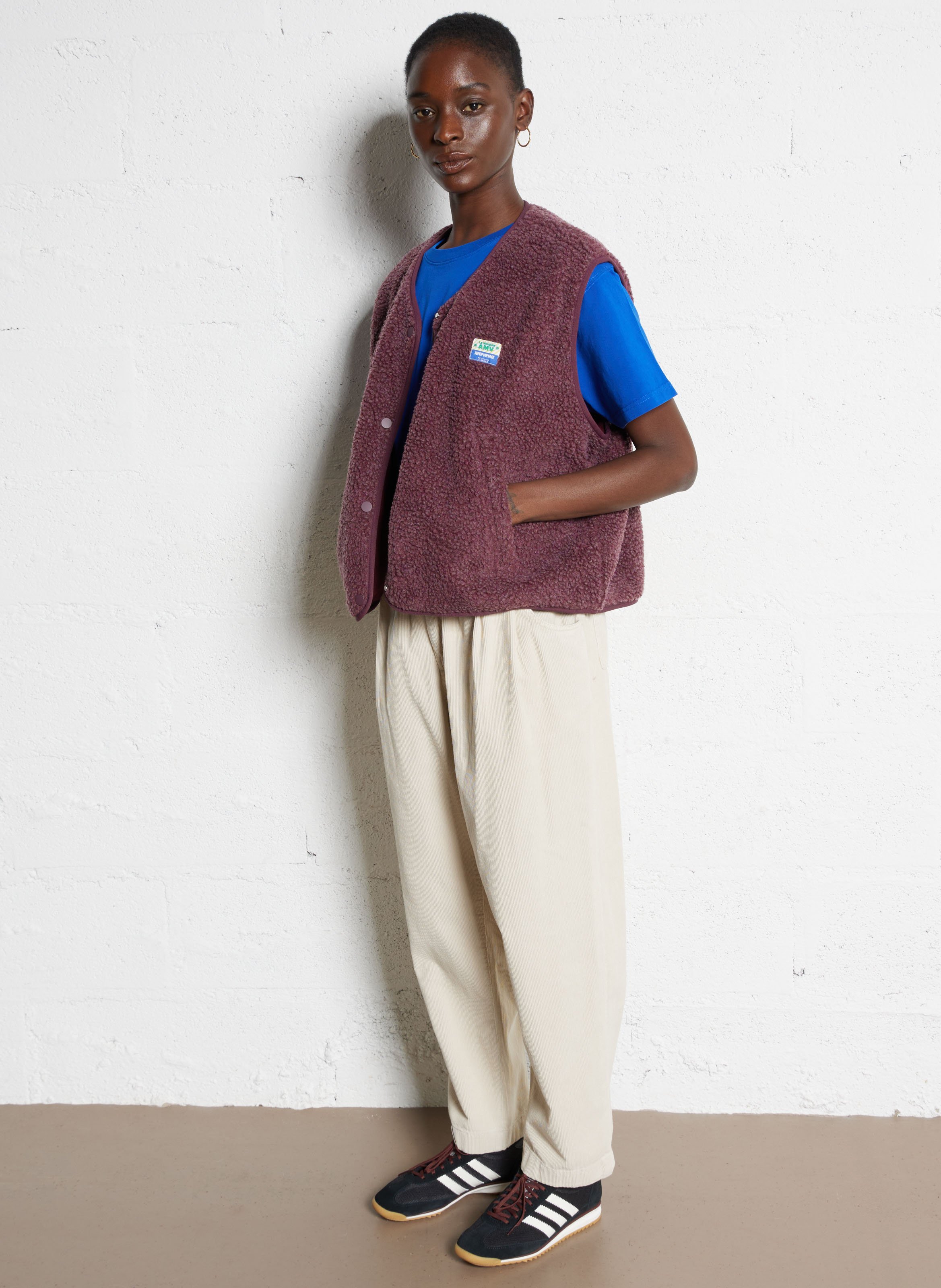 Gilet col rond molletonné sans manches hoktown AMERICAN VINTAGE Rouge