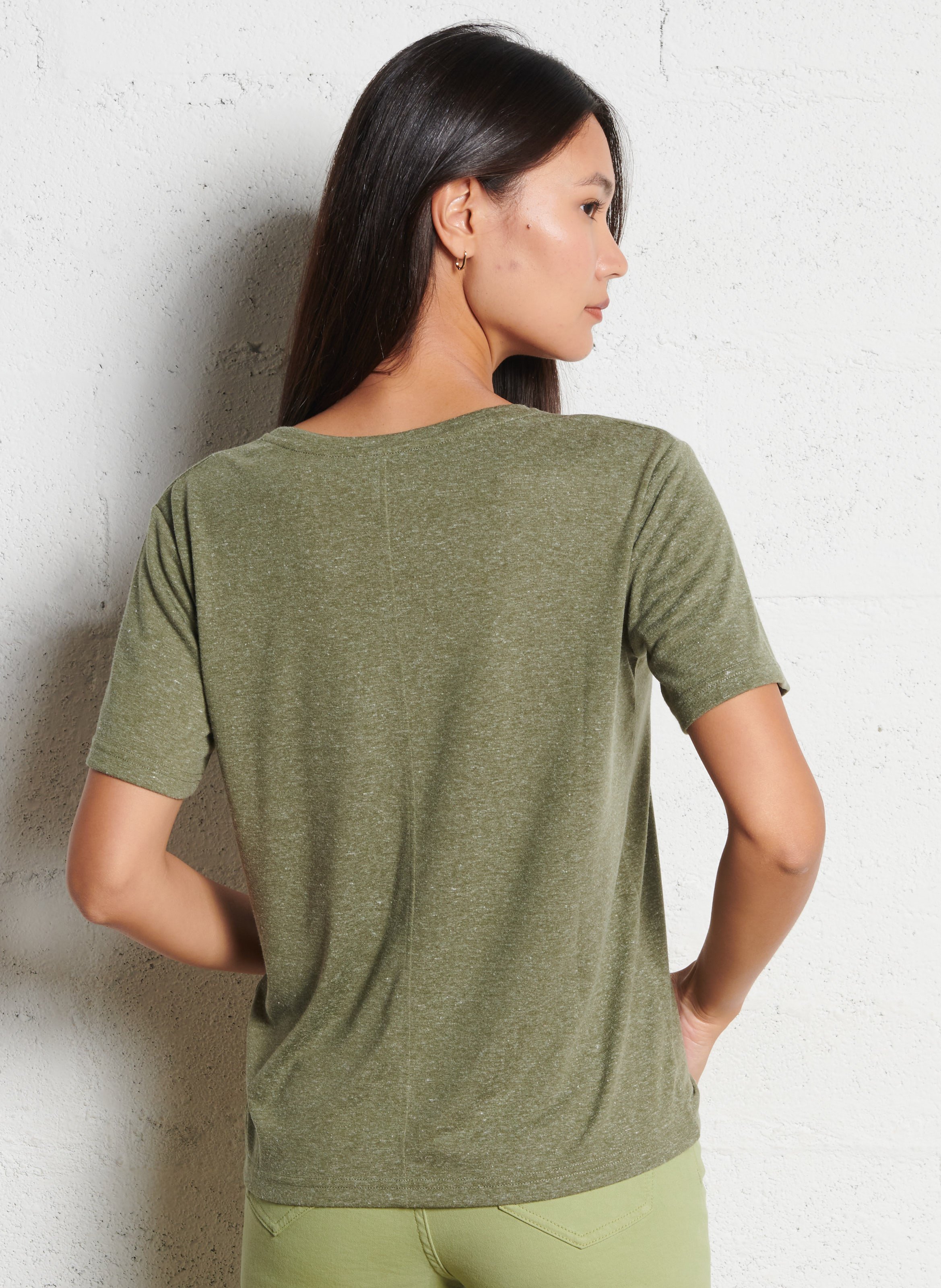 Tee-shirt fluide chiné manches courtes fay MAISON 123 Kaki