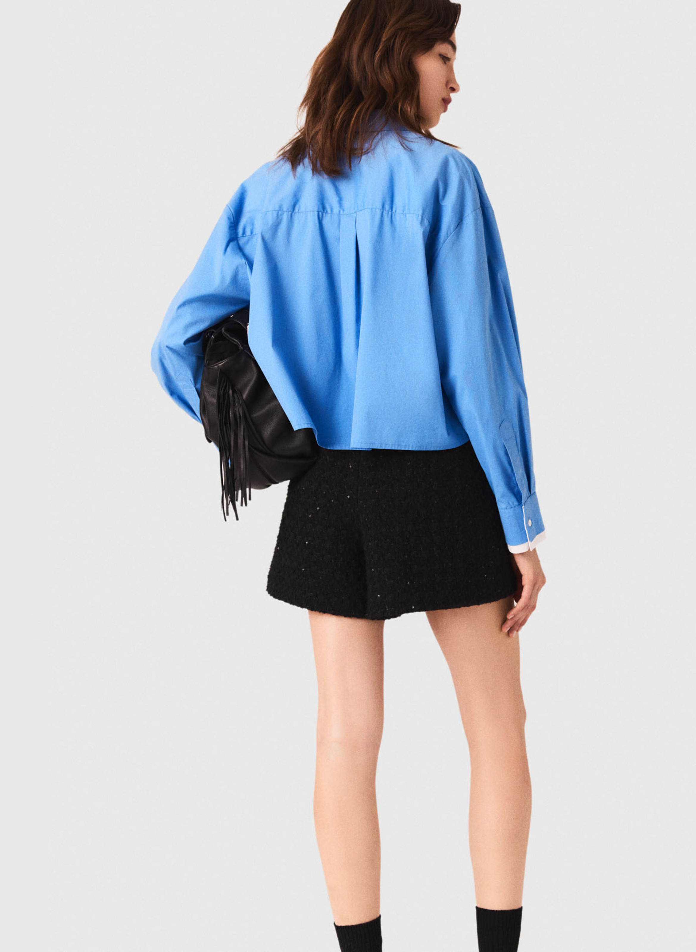 Jupe short en tweed MAJE Noir