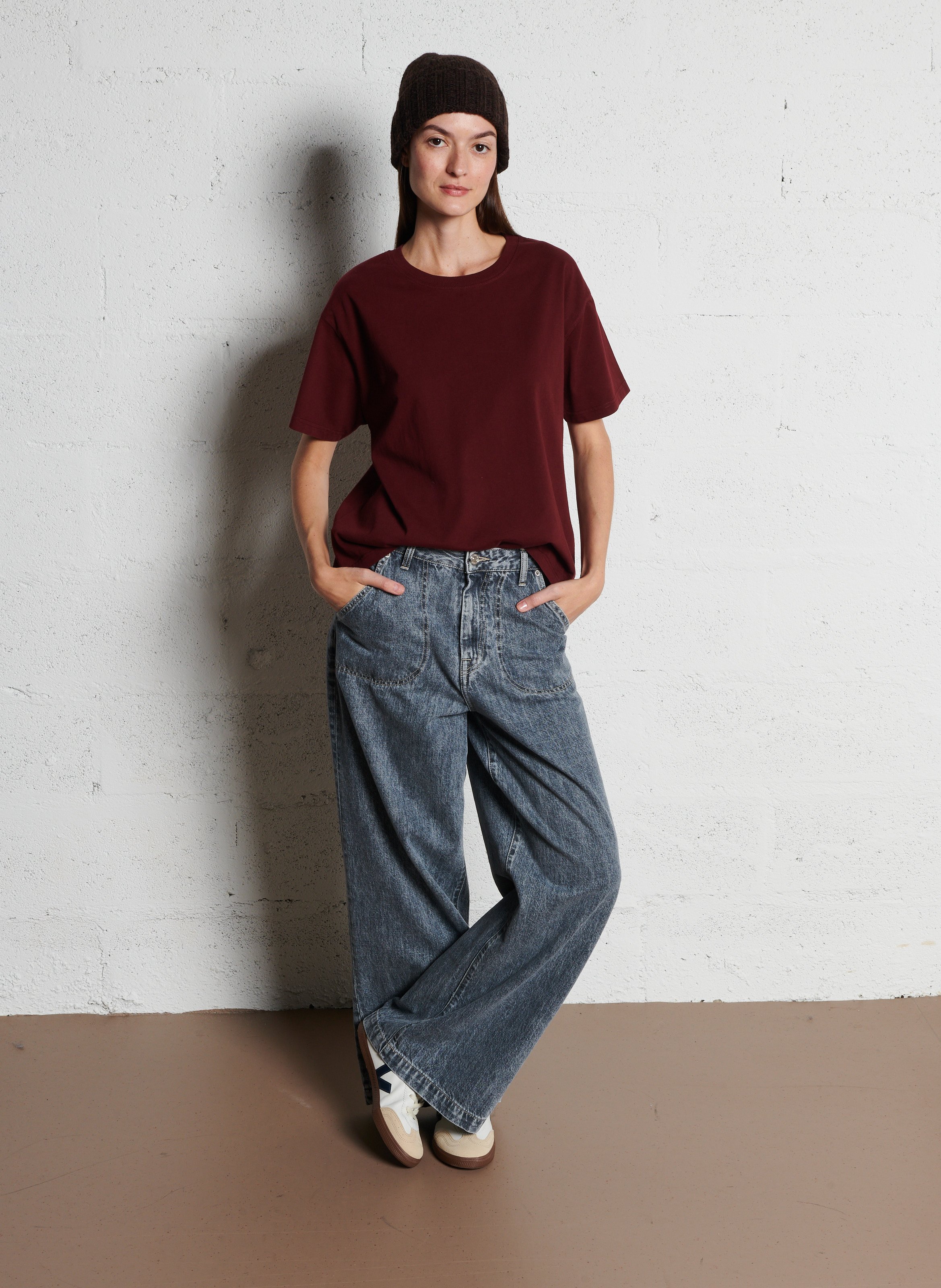 Tee-shirt ample col rond en coton fizvalley AMERICAN VINTAGE Rouge