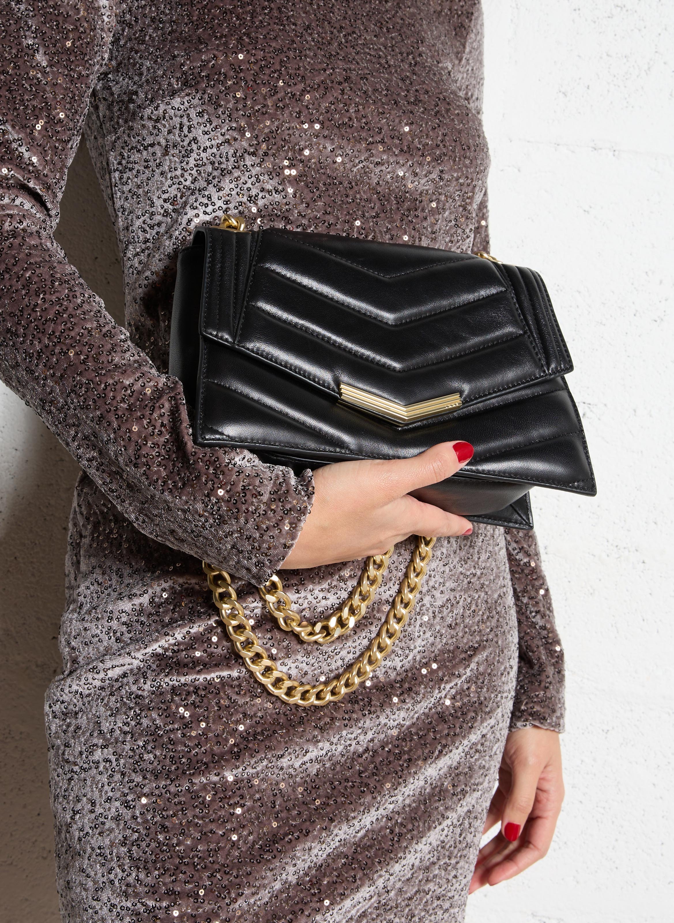 Sac bandoulière matelassage chevrons the 1 m IKKS Doré