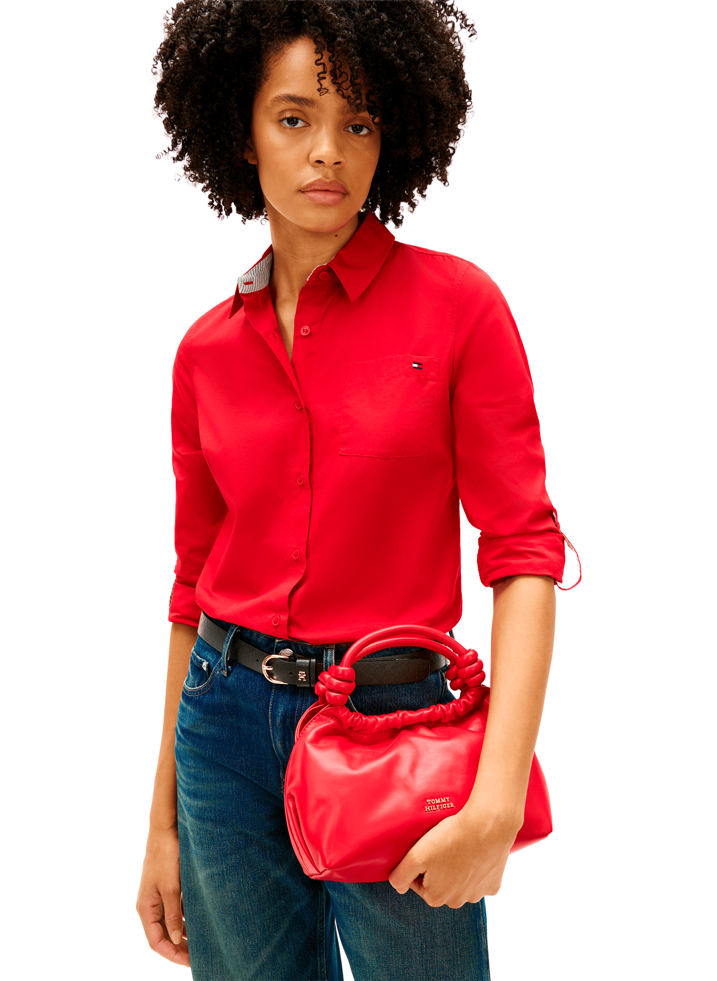 Soft leather shoulder bag TOMMY HILFIGER Red
