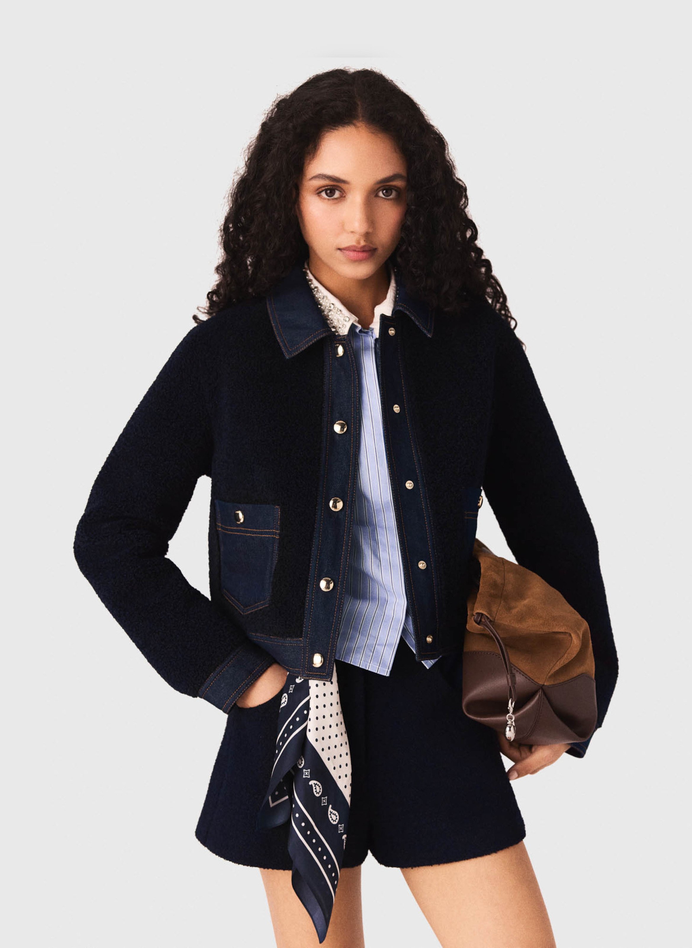 Veste droite col classique MAJE Bleu