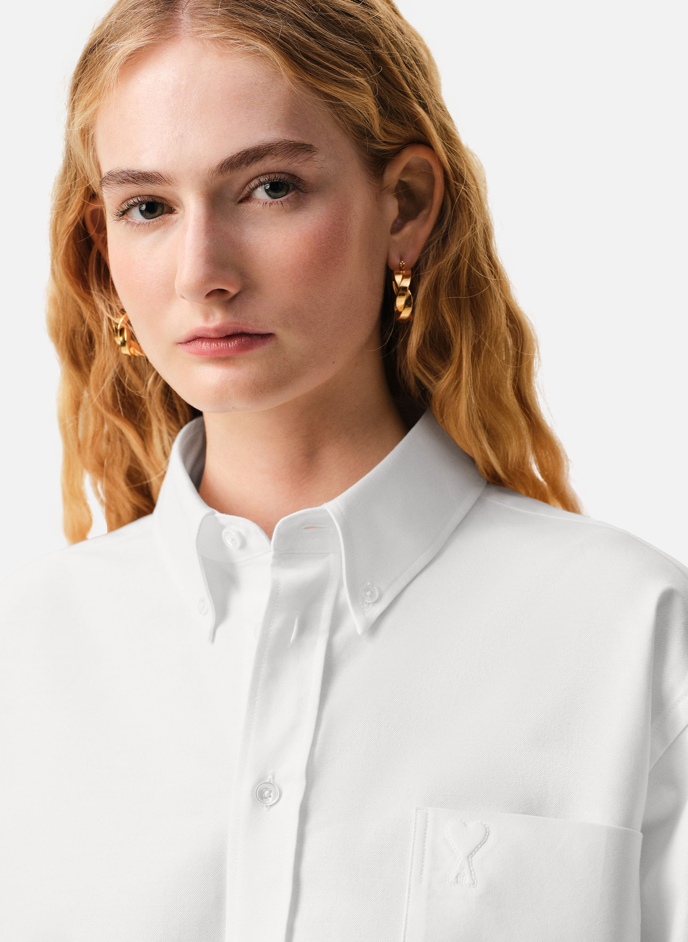 Chemise Croppée Oversize Ami De Coeur En Coton AMI PARIS Blanc