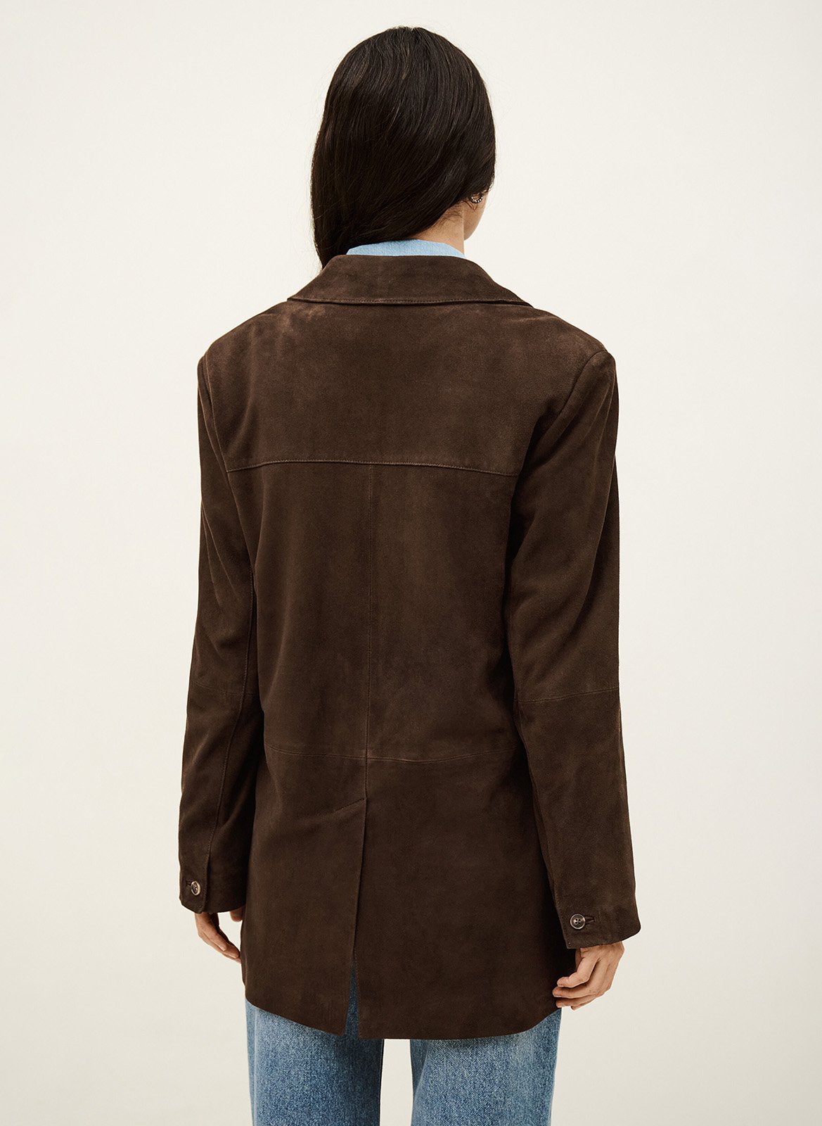 Veste de blazer droite en cuir mosty BA&SH Marron