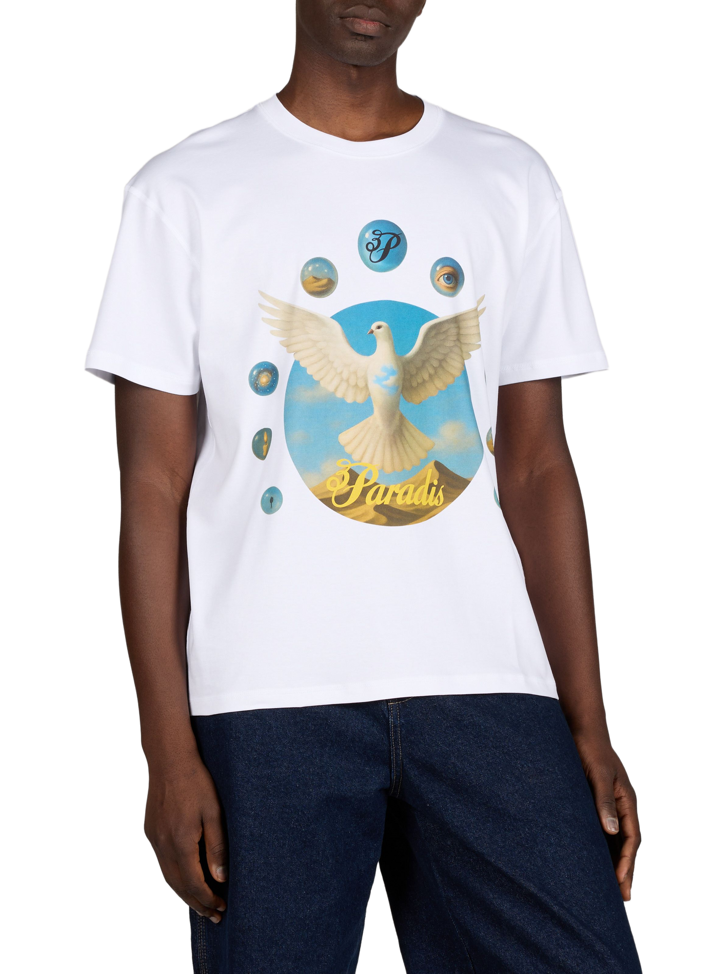 Biker-style cotton t-shirt 3 PARADIS White