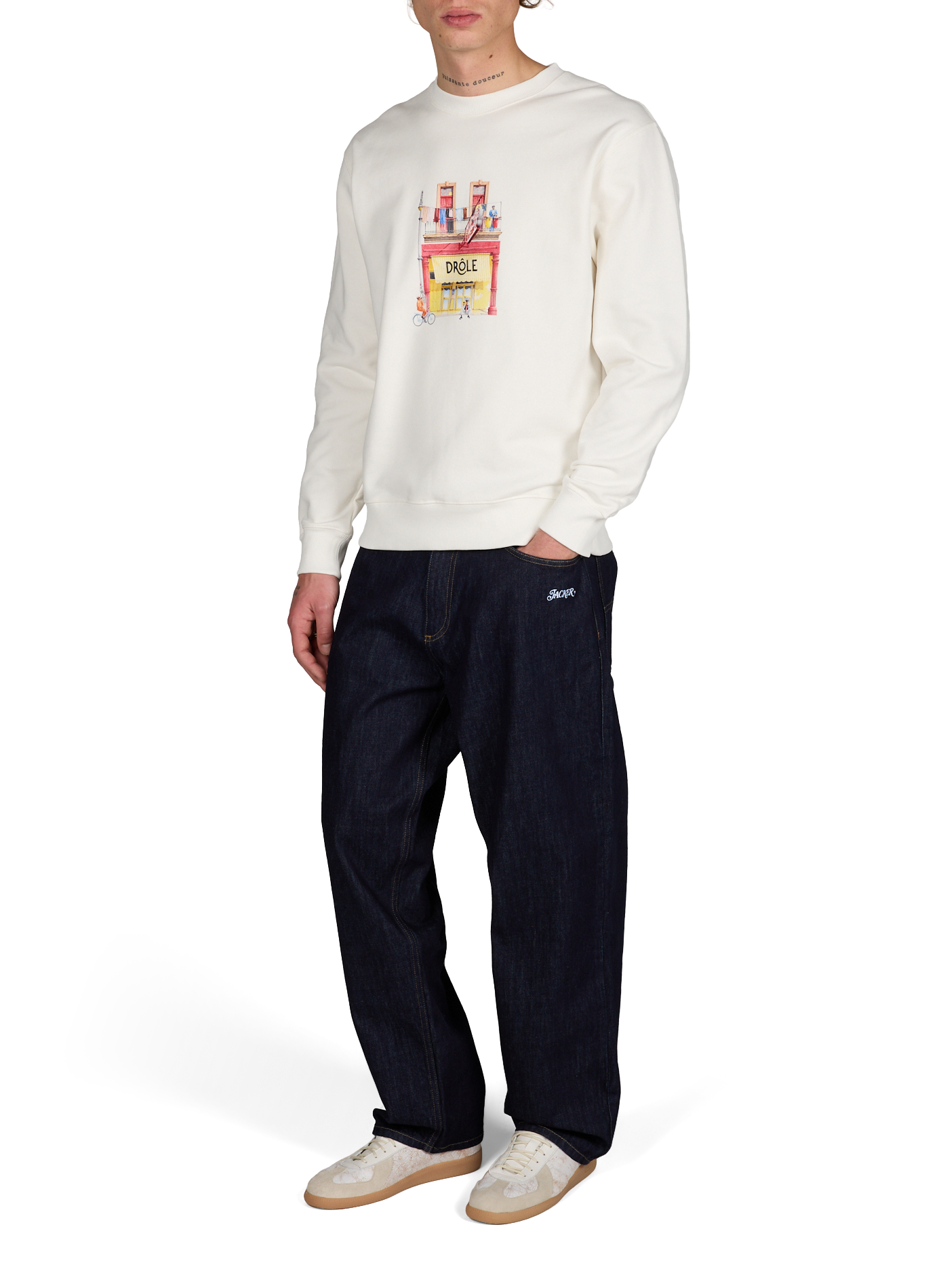 Graphic logo cotton sweatshirt DROLE DE MONSIEUR Beige