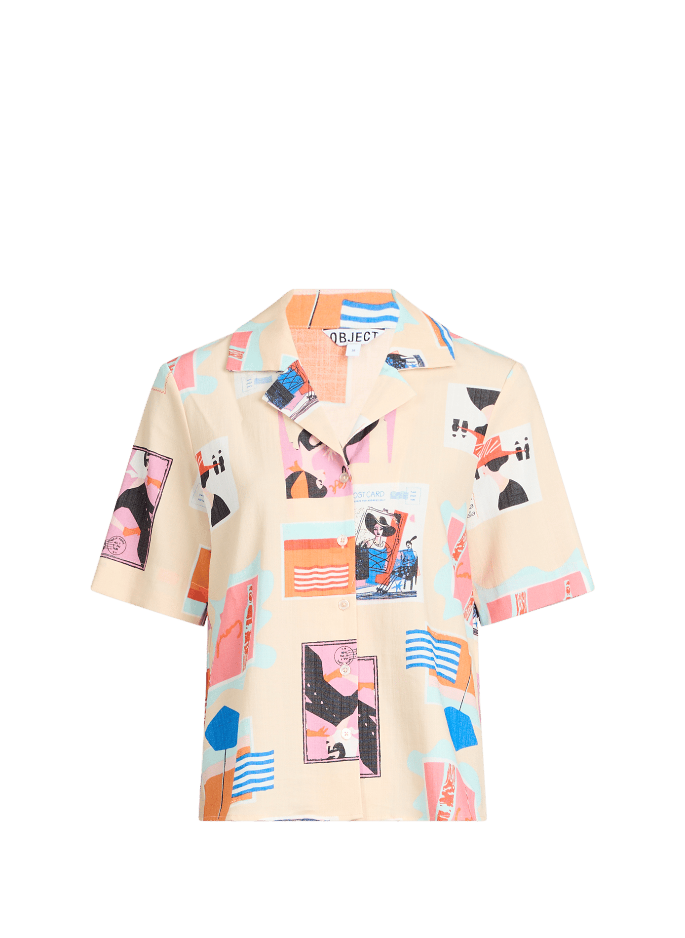 Chemise droite à boutons imprimée OBJECT Beige