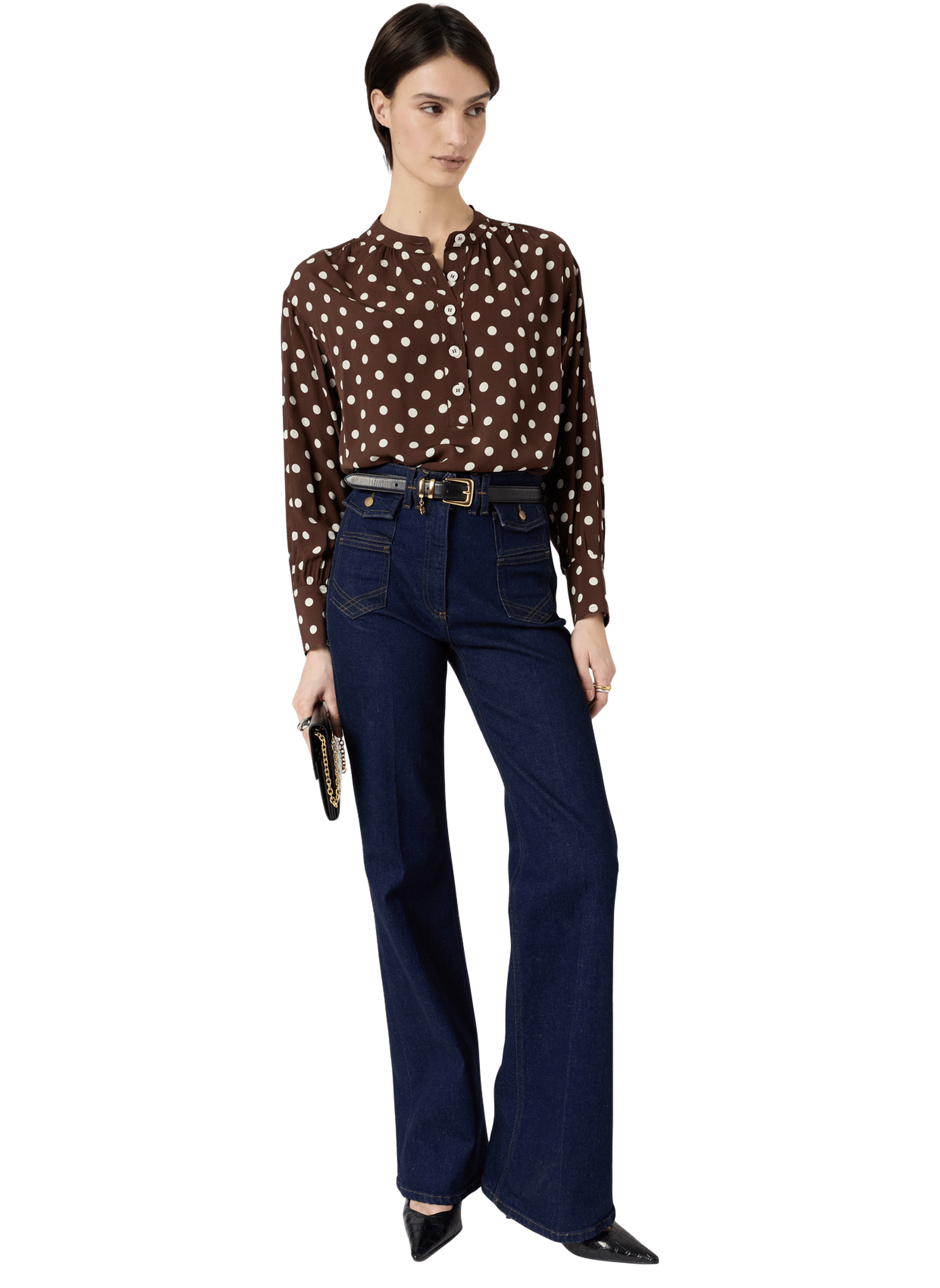 Blouse fluide à pois - cayane GERARD DAREL Marron