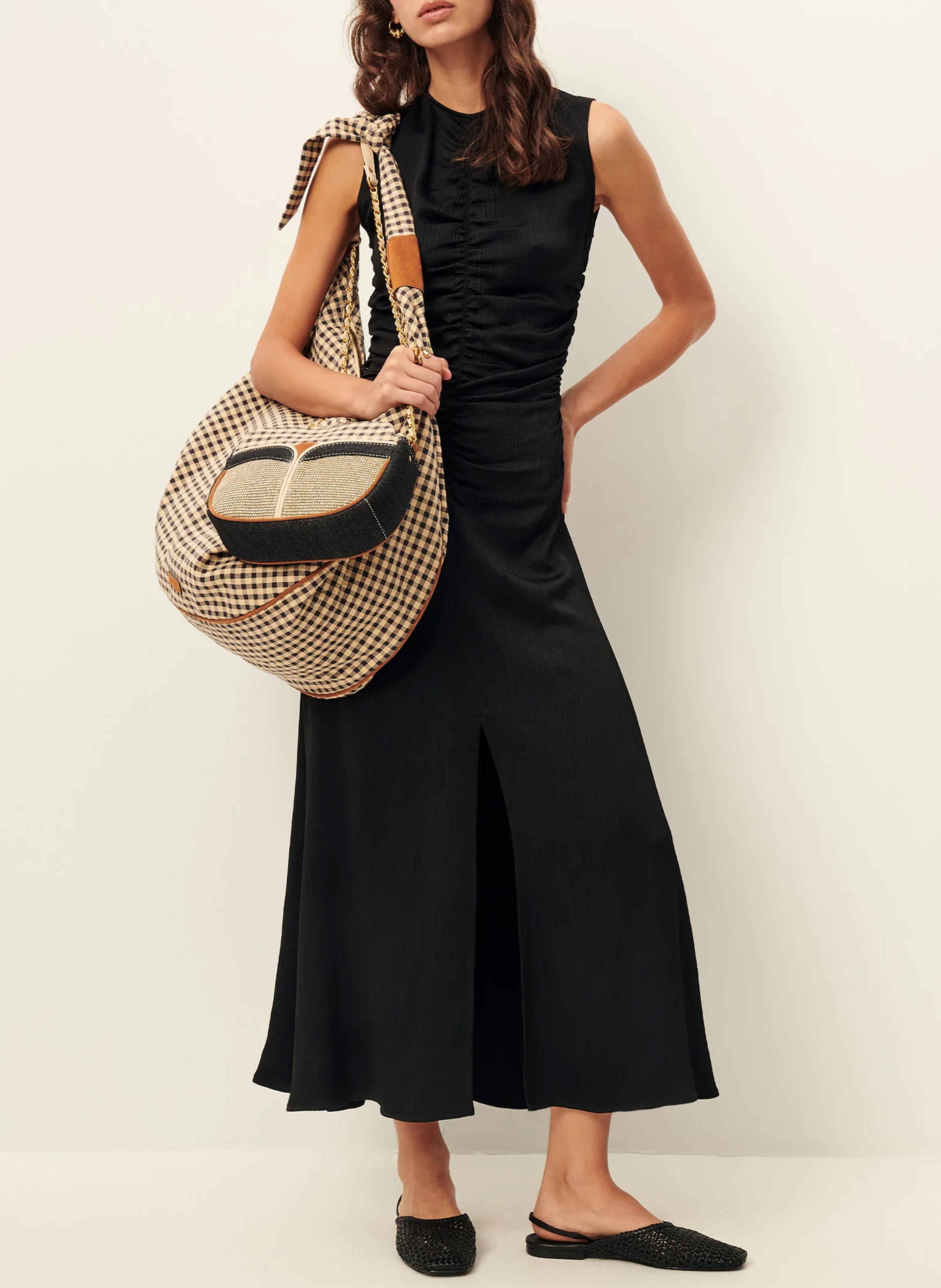 Robe longue col rond froncée hayworth SESSUN Noir