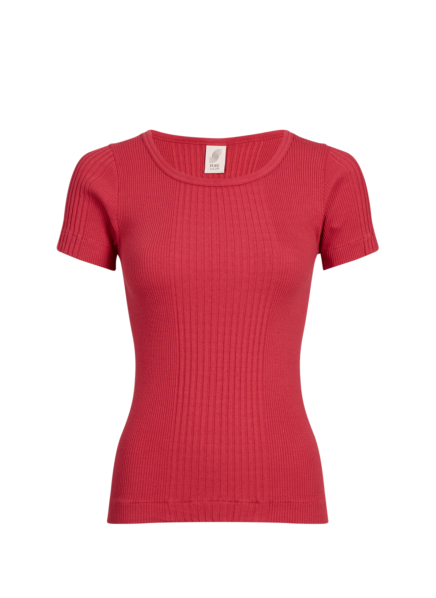 T-shirt Rani côtelé en coton PURE SUGAR Rouge