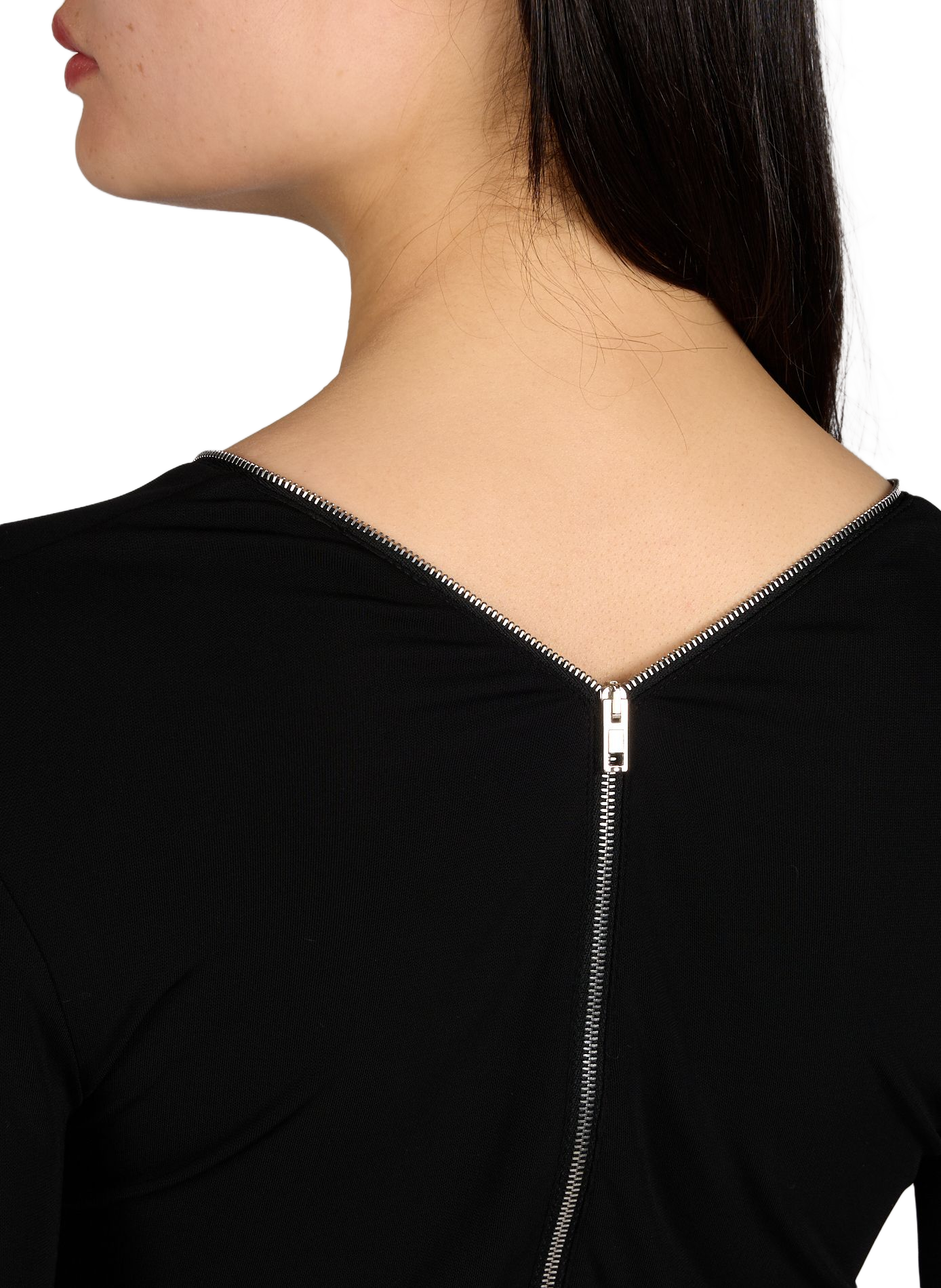 Robe zippée et moulante col V ALEXANDER WANG Noir