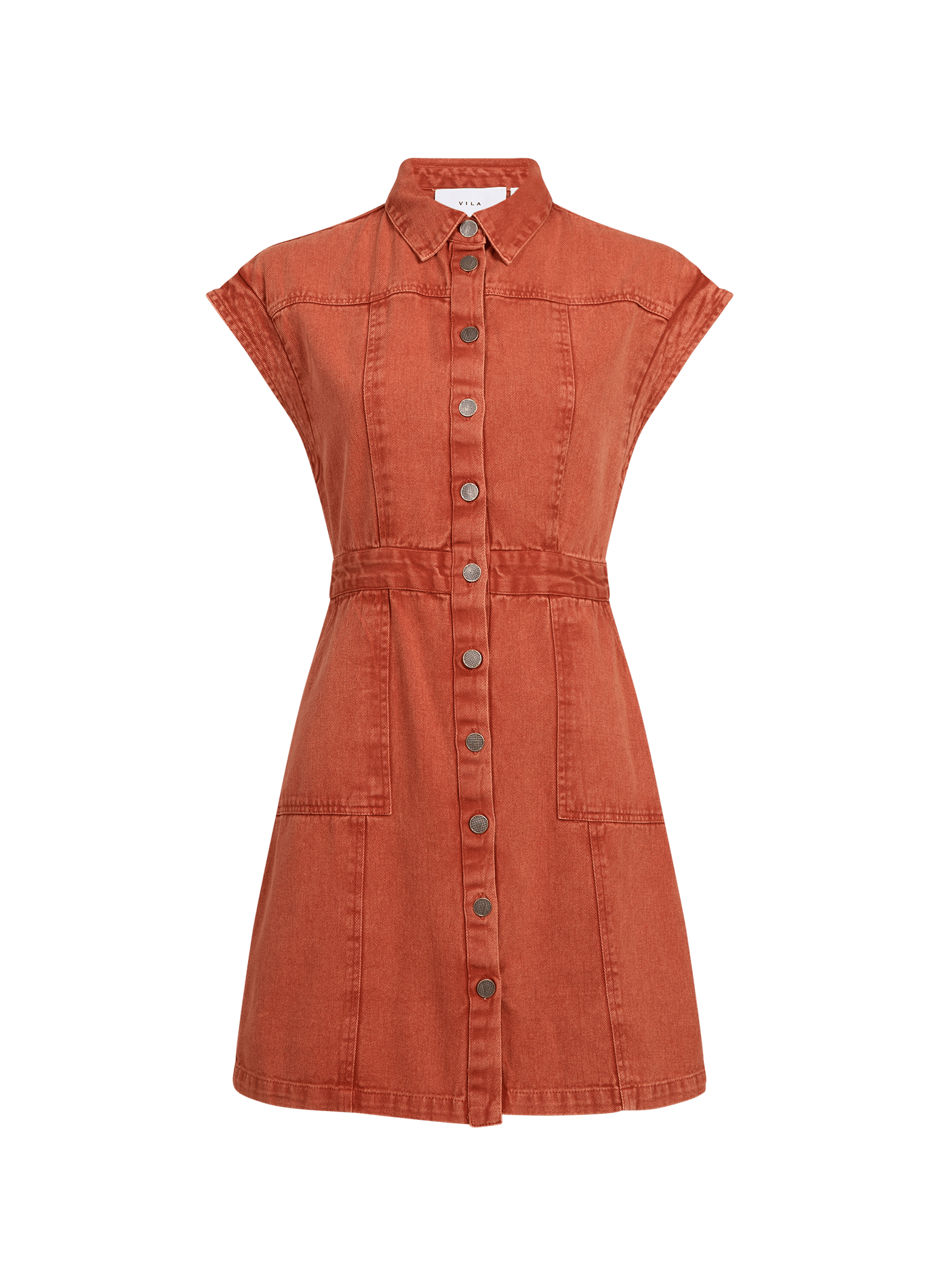 Robe denim boutonnée en coton  VILA Rouge