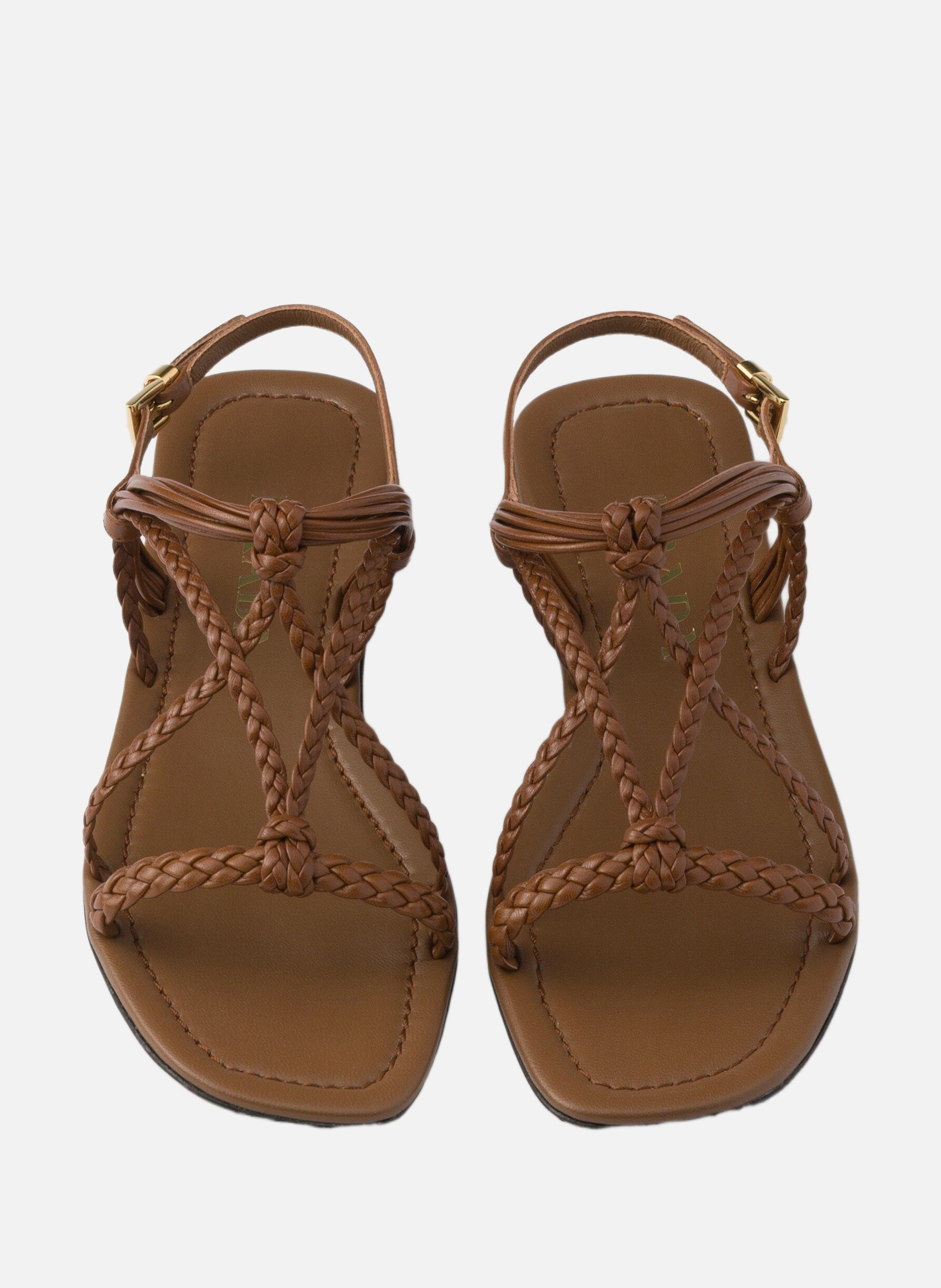 Sandales plates en cuir PRADA Marron