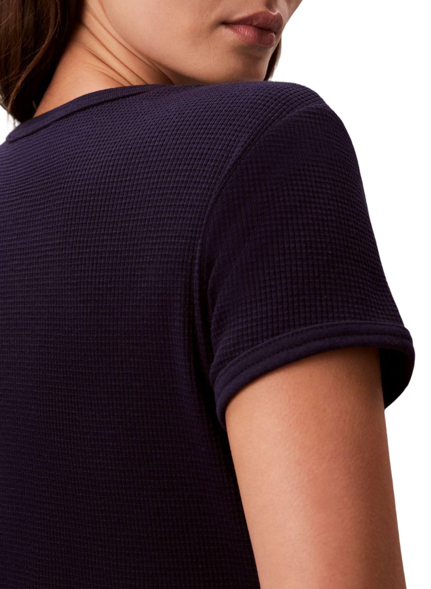 T-shirt gaufré en coton mélangé CALVIN KLEIN Bleu