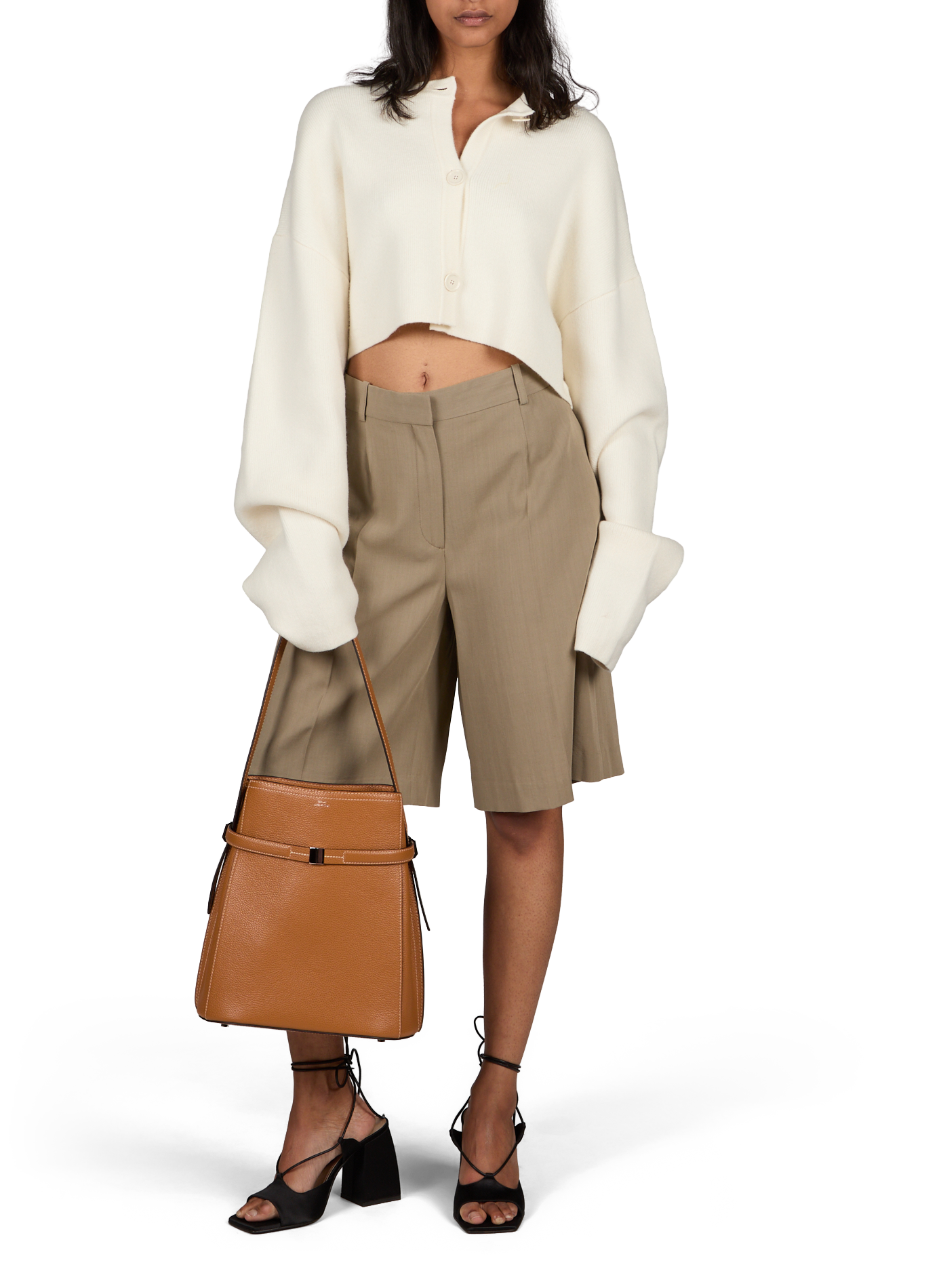 Grained leather bucket bag TOTEME Brown