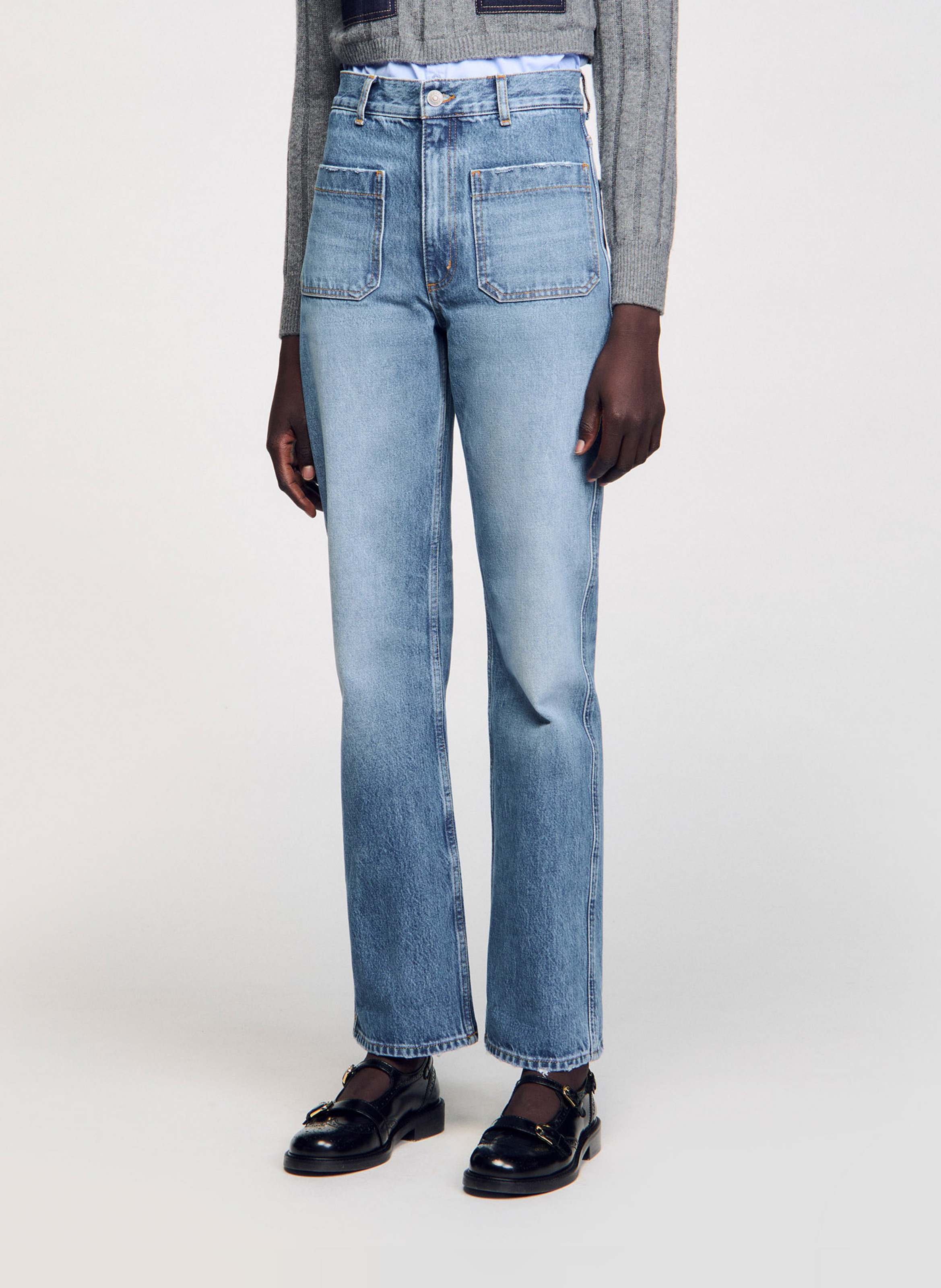 Jean bootcut en coton SANDRO Bleu