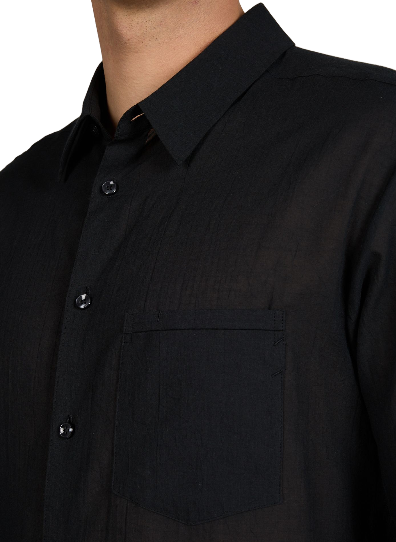 Chemise droite froissée en coton POST ARCHIVE FACTION Noir