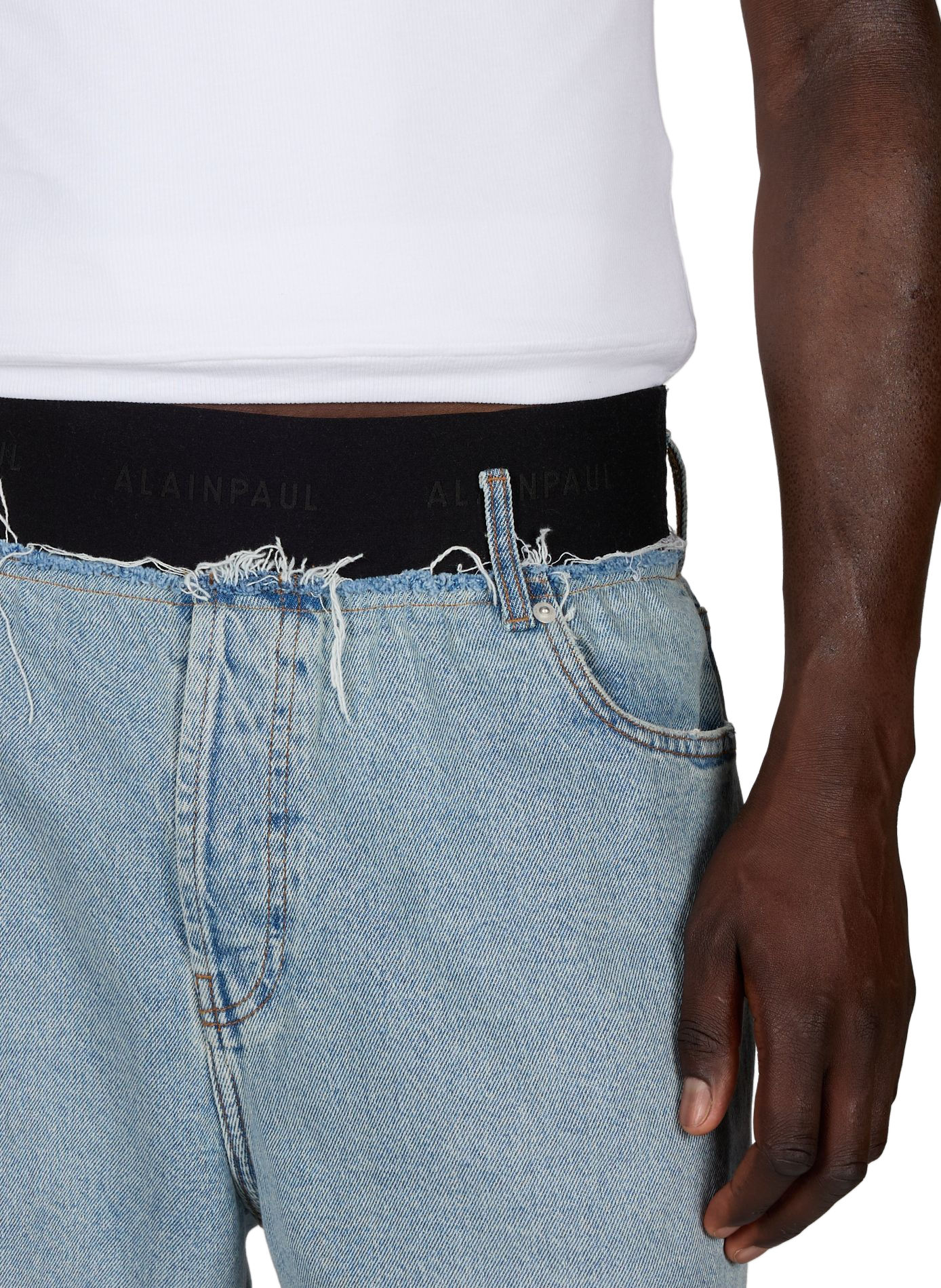 Jean droit à élastique en coton ALAINPAUL Bleu