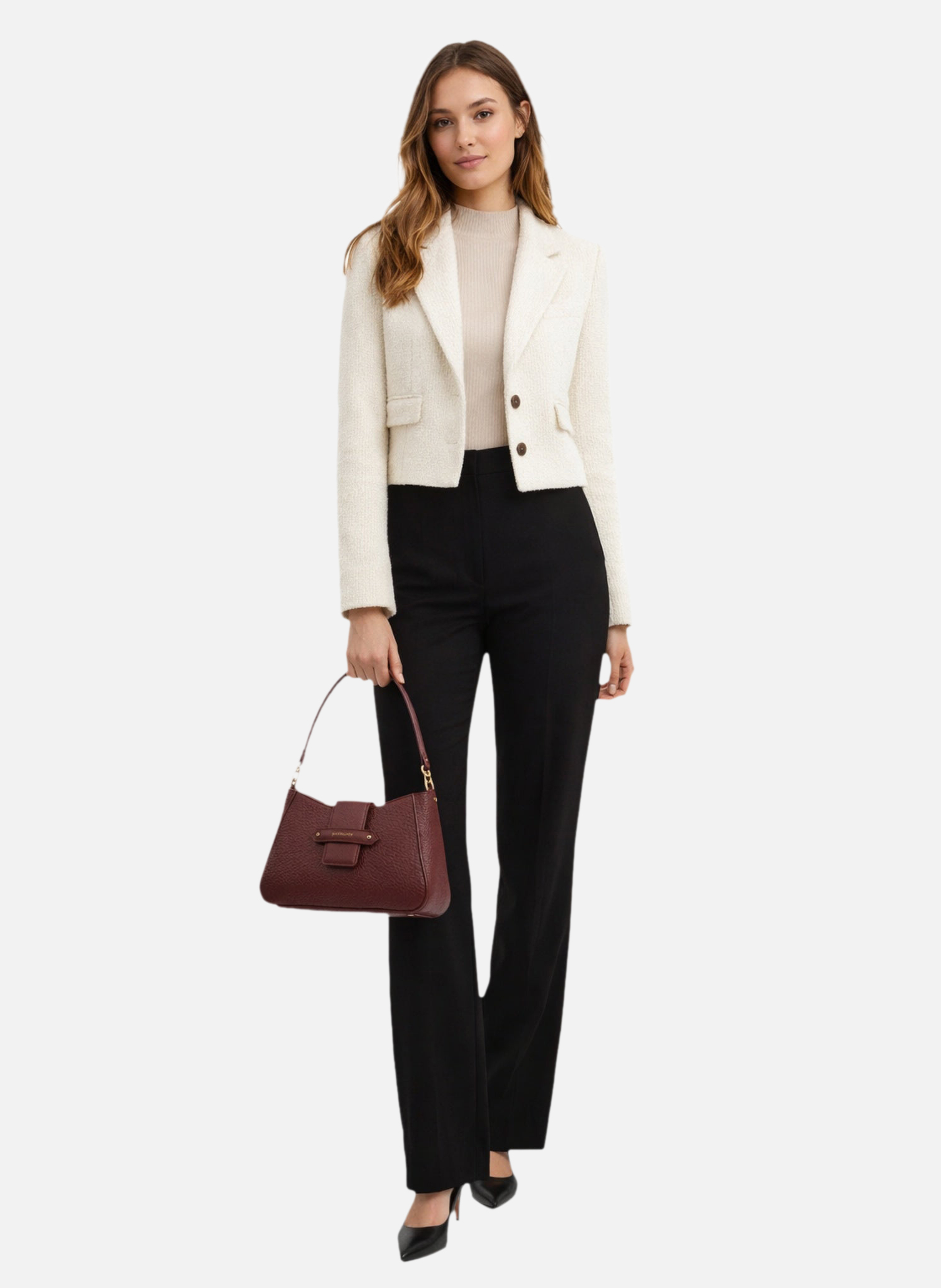 Fleuves | sac à main en cuir de vachette POURCHET Rouge