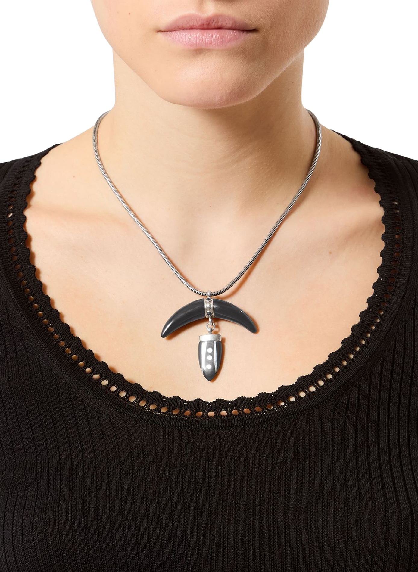 Collier Cala à pendentif demi-lune ISABEL MARANT Noir