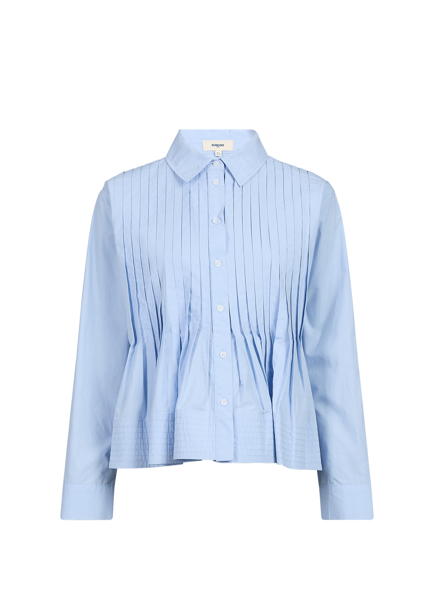 Pleated long-sleeve shirt in blended cotton SUNCOO Blue